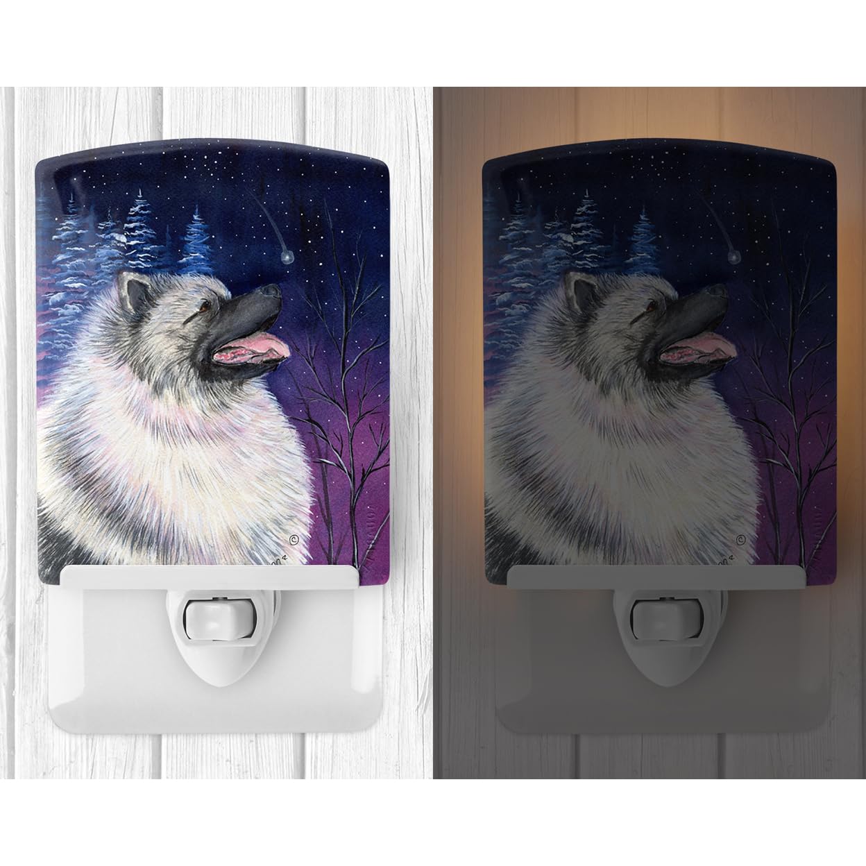 Carolines Treasures Ceramic Night Light, SS8350CNL, 6x4x3in, Multicolor, UL-Certified for Bedroom, Bathroom, Nursery, Kitchen