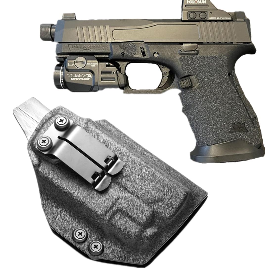 Yankai Kydex IWB Holster for PSA Dagger Compact with TLR-7A, Metal, Optics Cut, Concealed Carry, 500 Lumen Tactical Light