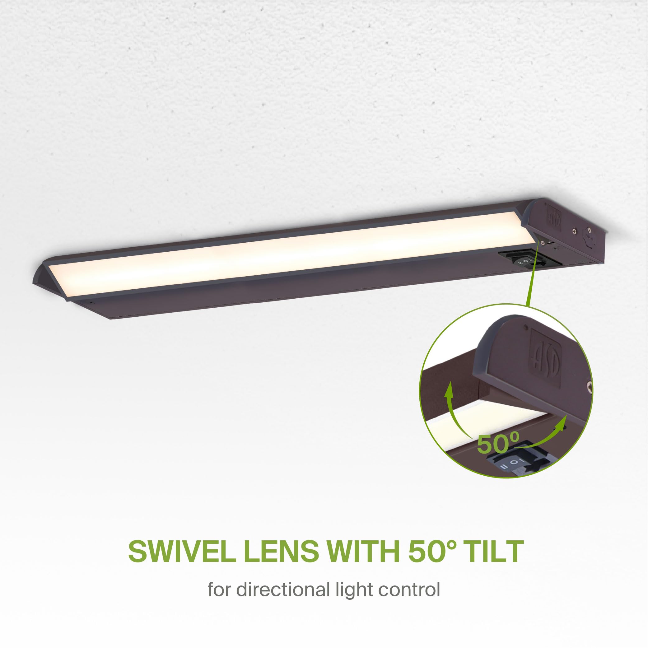 ASD Swivel LED Under Cabinet Light, 12W Dimmable, 24 Inch, Bronze, Hardwired/Plug-in, 2700K/3000K/4000K,