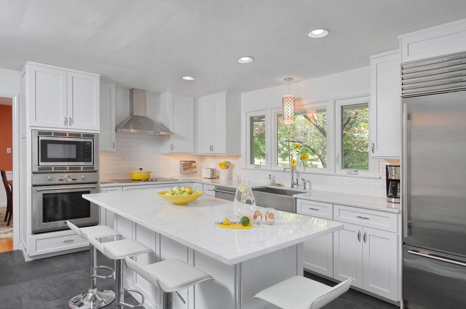 6 Pack 6 Inch Recessed Can Light Trim With White Metal Step Baffle, For 6 Inch Recessed Can, Detachable Iron Ring Included, Fit Halo/Juno Remodel Recessed Housing, Line Voltage Available