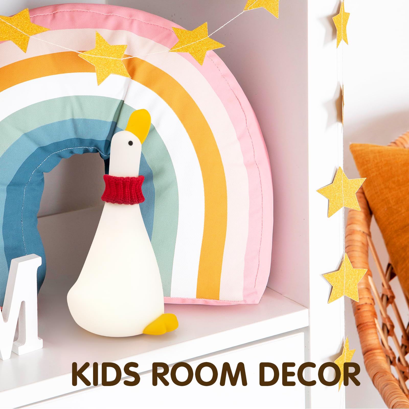 Gefaxi Duck Night Light - Cute Silicone LED Lamp, Cordless & Dimmable, Rechargeable, White, Model SU-1699, Perfect for Bedroom & Gifts