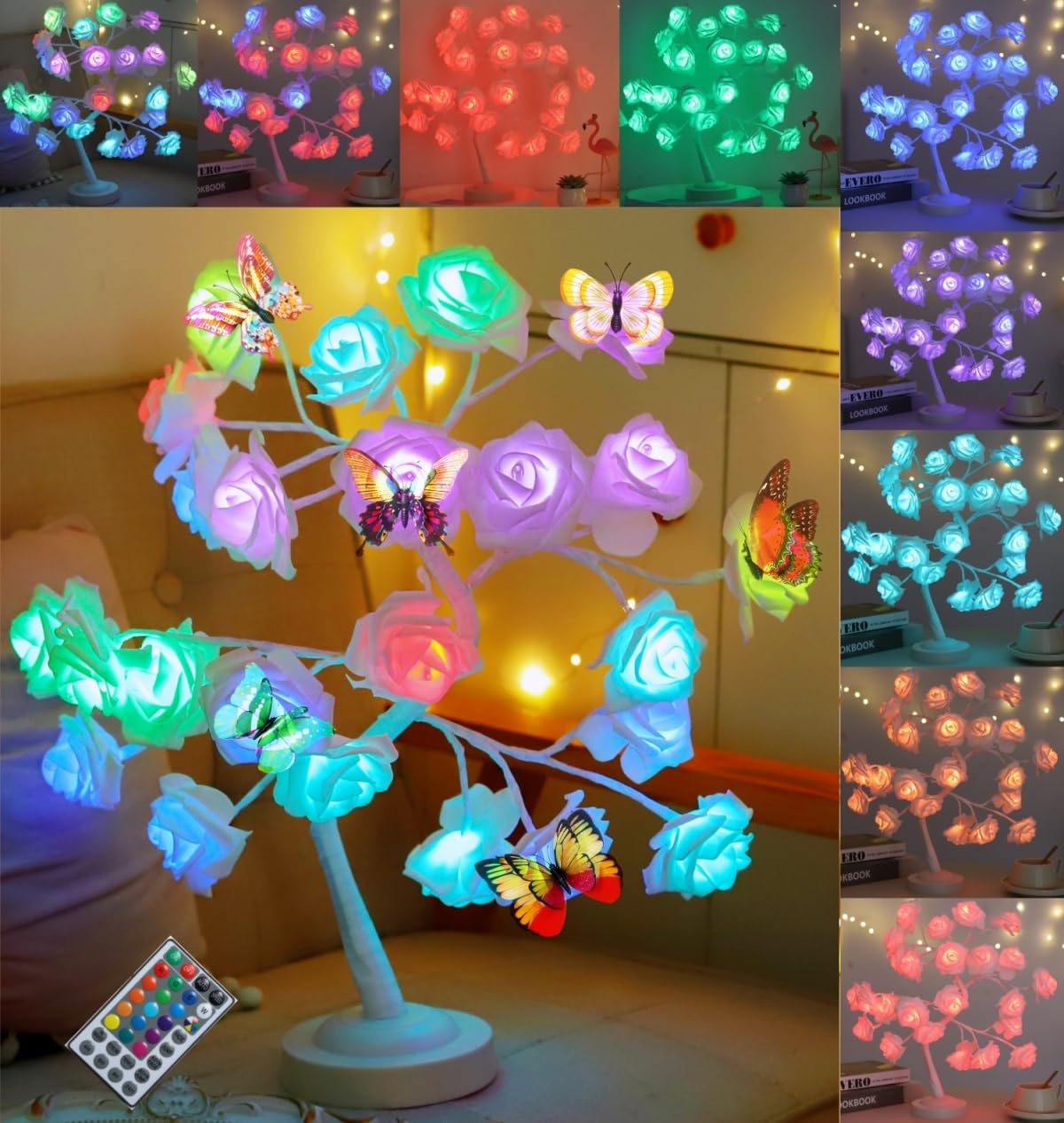 Enchanted Rose Flower Tree Lamp - 16 Vibrant Colors With Remote Control - Ideal Gift For Women, Teens, Girls - Perfect For Weddi