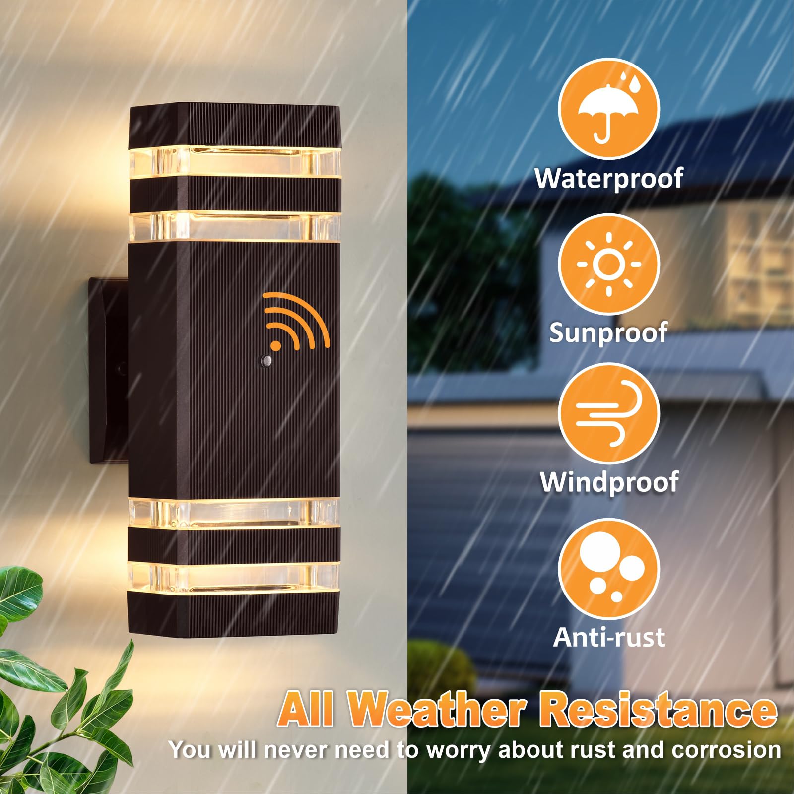 Dastor Dusk To Dawn Outdoor Wall Light Fixtures, Waterproof Aluminum, 4 Pack, Brown