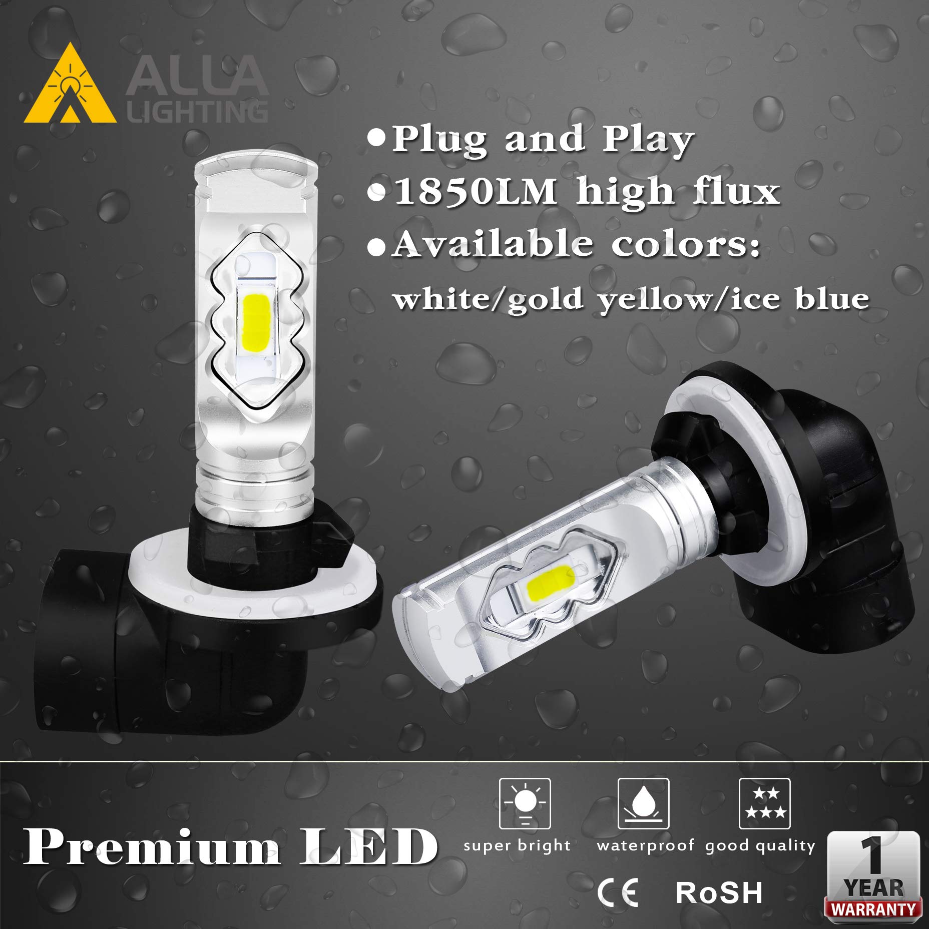 Alla Lighting LED Fog Lights 3800lm 8000K Blue, Model Alla-ETI-881-56IB, Size 881 889 898, Aluminum Replacement Bulbs