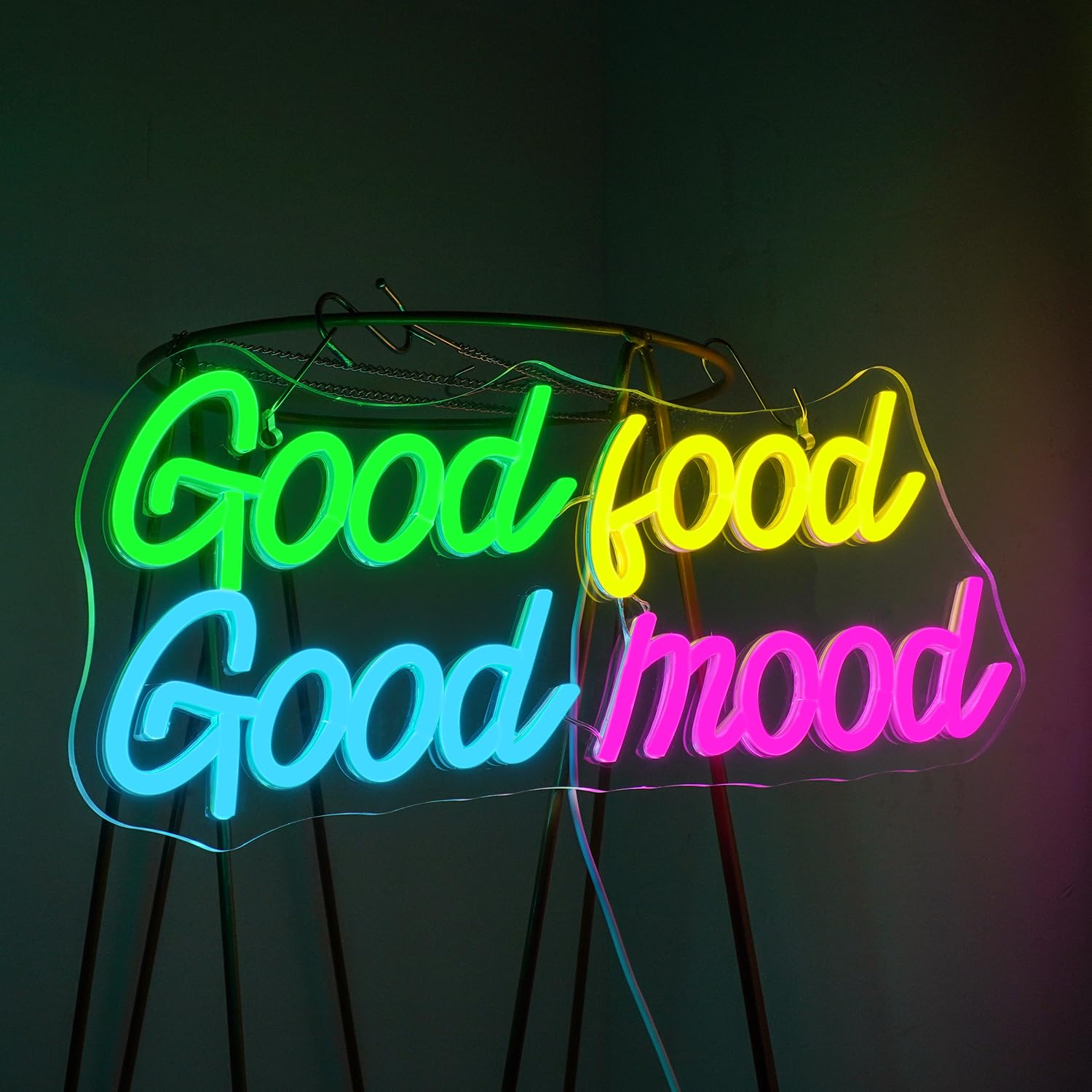 Looklight Good Food Good Mood Neon Sign Letter Neon Signs For Wall Decor Colorful Led Lights For Kitchen Fast Food Shop Cafe Restaurant Store Snack Shop Room Decorations Gifts