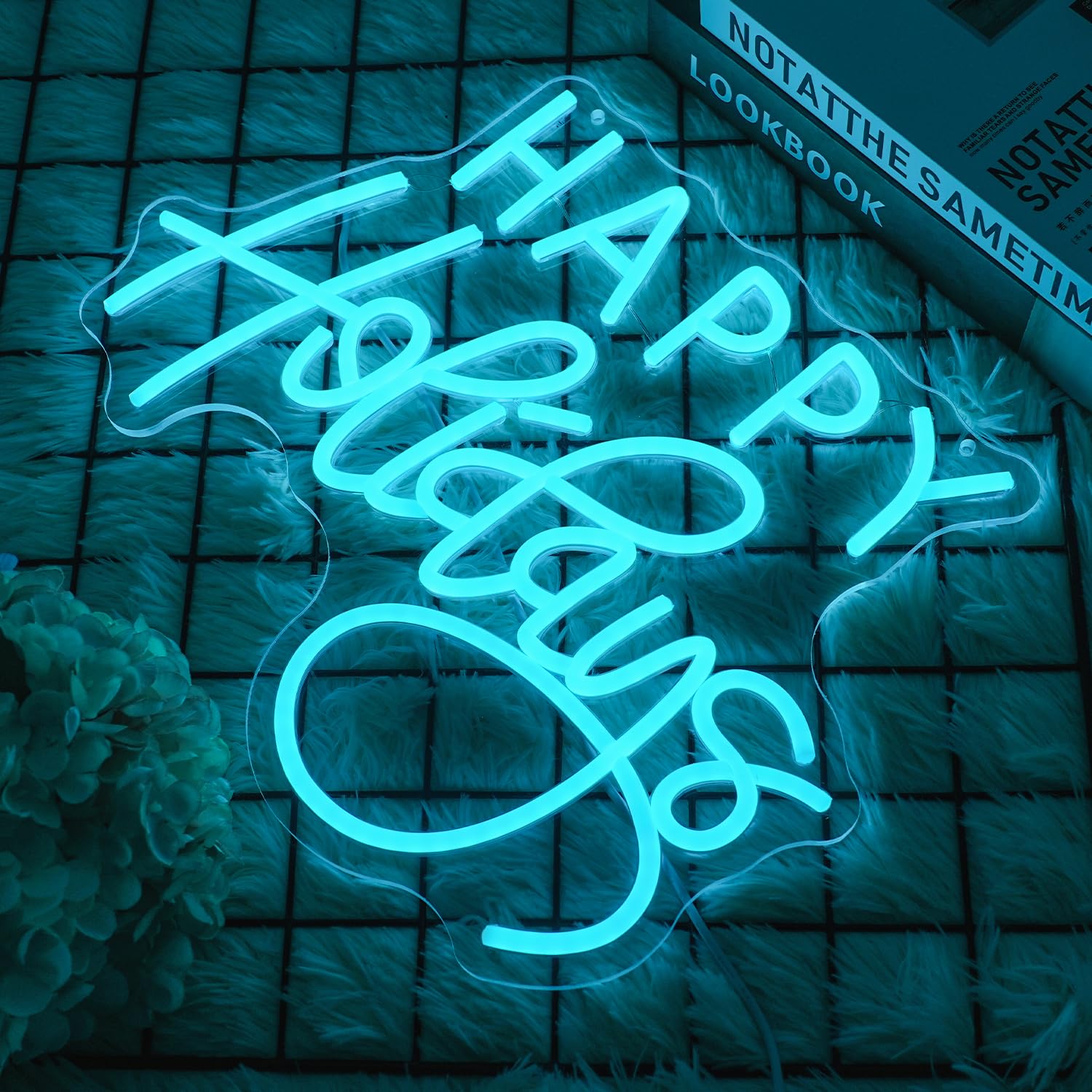 Lmsignly Happy Holidays Neon Sign For Wall Decor Blue Holiday Neon Lights Dimmable Led Christmas Neon Signs For Christmas  Thanksgiving  New Year