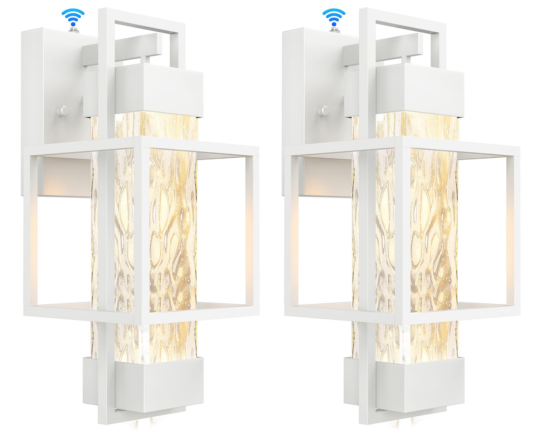 PARTPHONER Outdoor Wall Sconce Light Fixtures, 15in Waterproof Dusk to Dawn, White, Model PAWL167AW2, 2 Pack