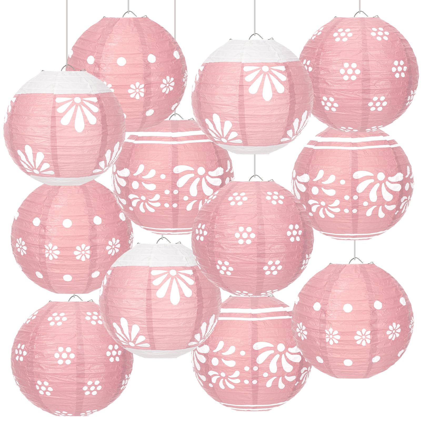 Baquler 12 Pcs Cielito Lindo Hanging Lanterns Party Decorations, 8 Inch Round Paper Lanterns Ceiling Decor for Classroom Wedding