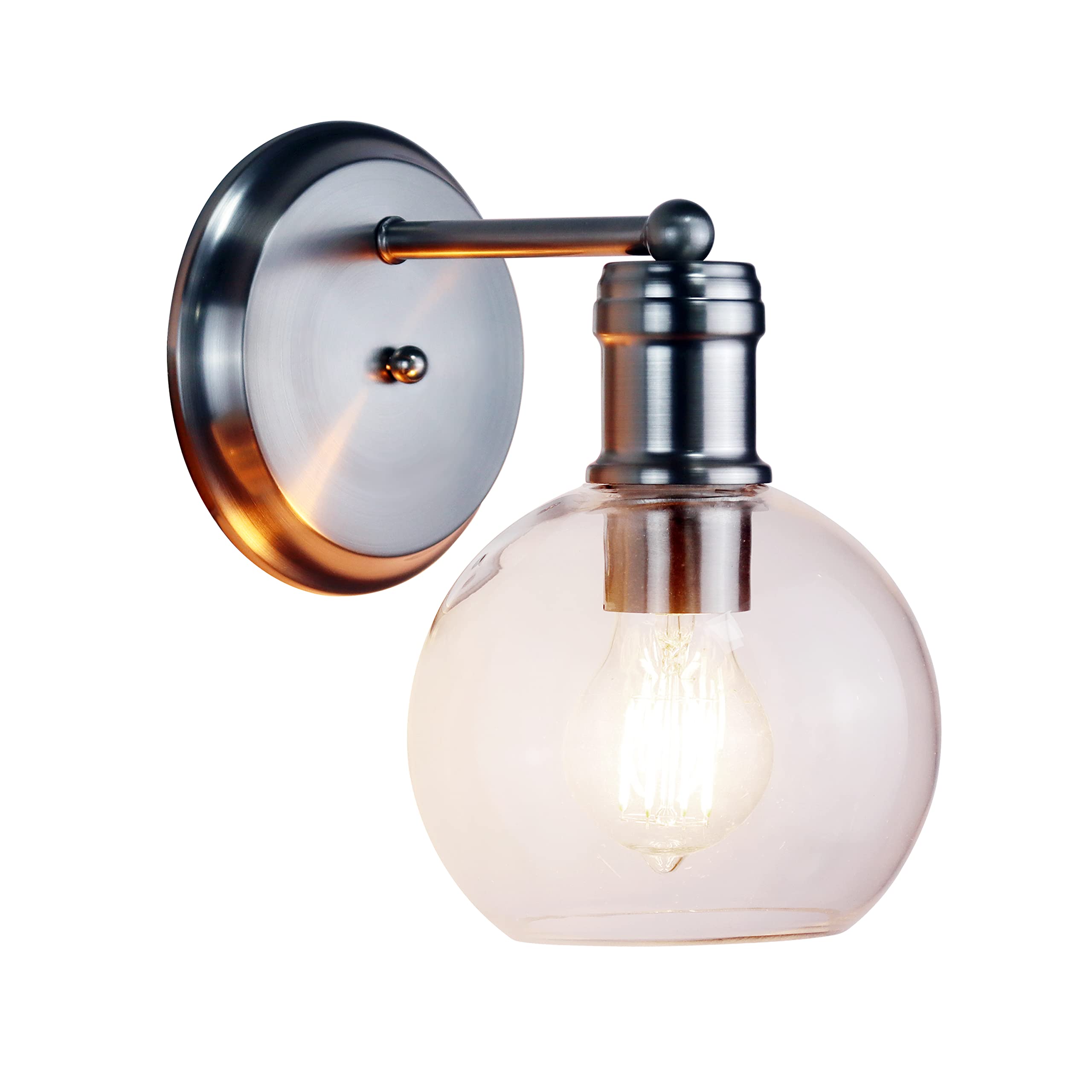 Chloe Lighting Wall Sconce, 1 Light, Brushed Nickel, Glass, 6in Wide, Model CH6S001BN06-WS1