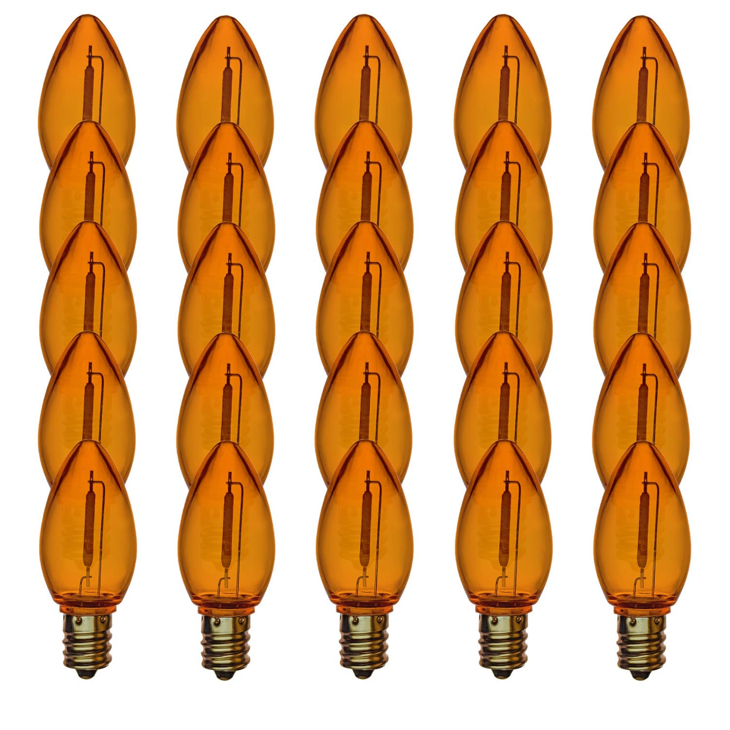 EZLS C7 Orange Colored LED Filament Plastic Bulbs Pack of 25