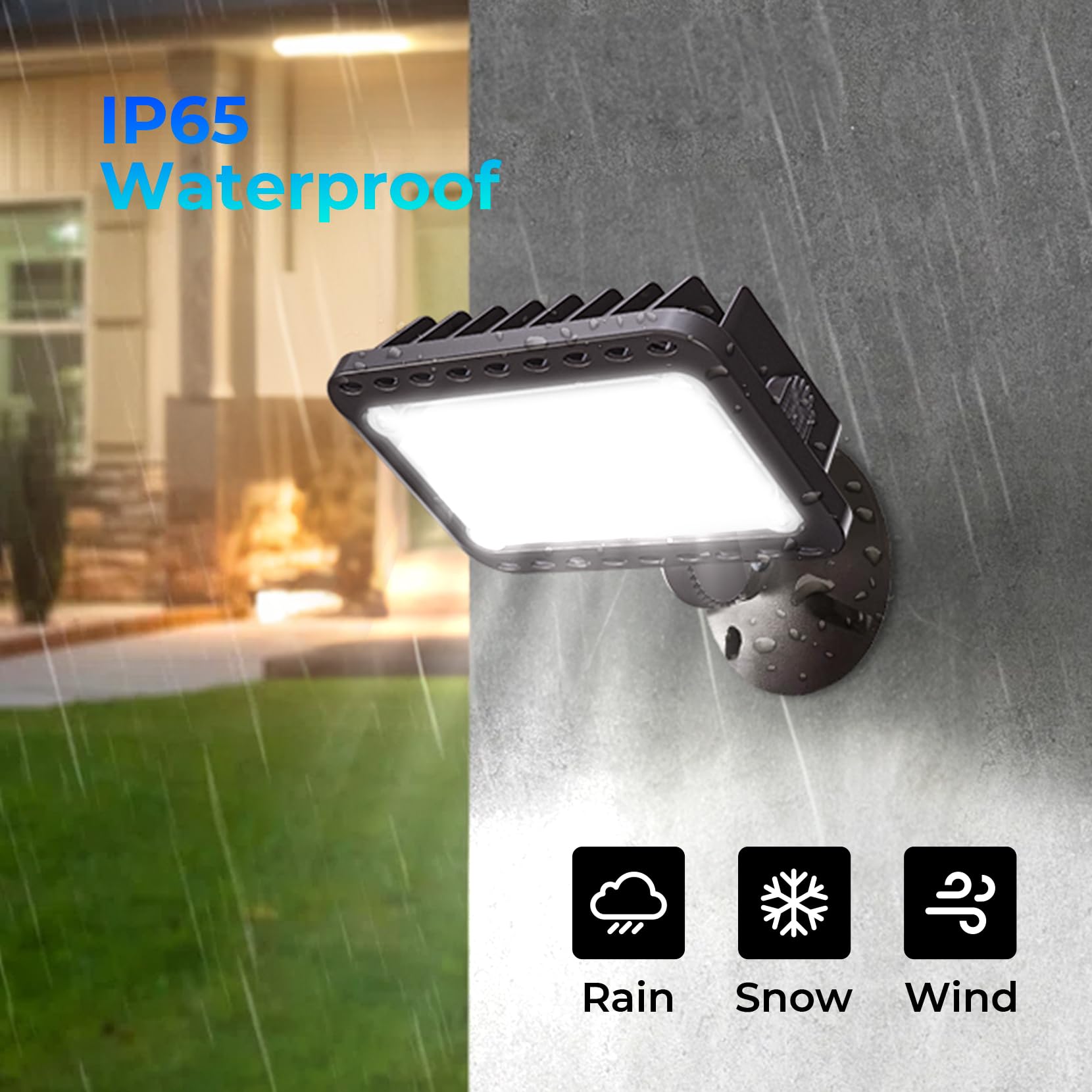 Cinoton 20W Led Flood Lights Outdoor, Ip65 Waterproof Exterior Security Wall Lights With 180°Knuckle, 2800Lm 120V Outside Aluminum Lighting Fixture For Patio Porch Courtyard Barn Garage 5000K 2 Pack