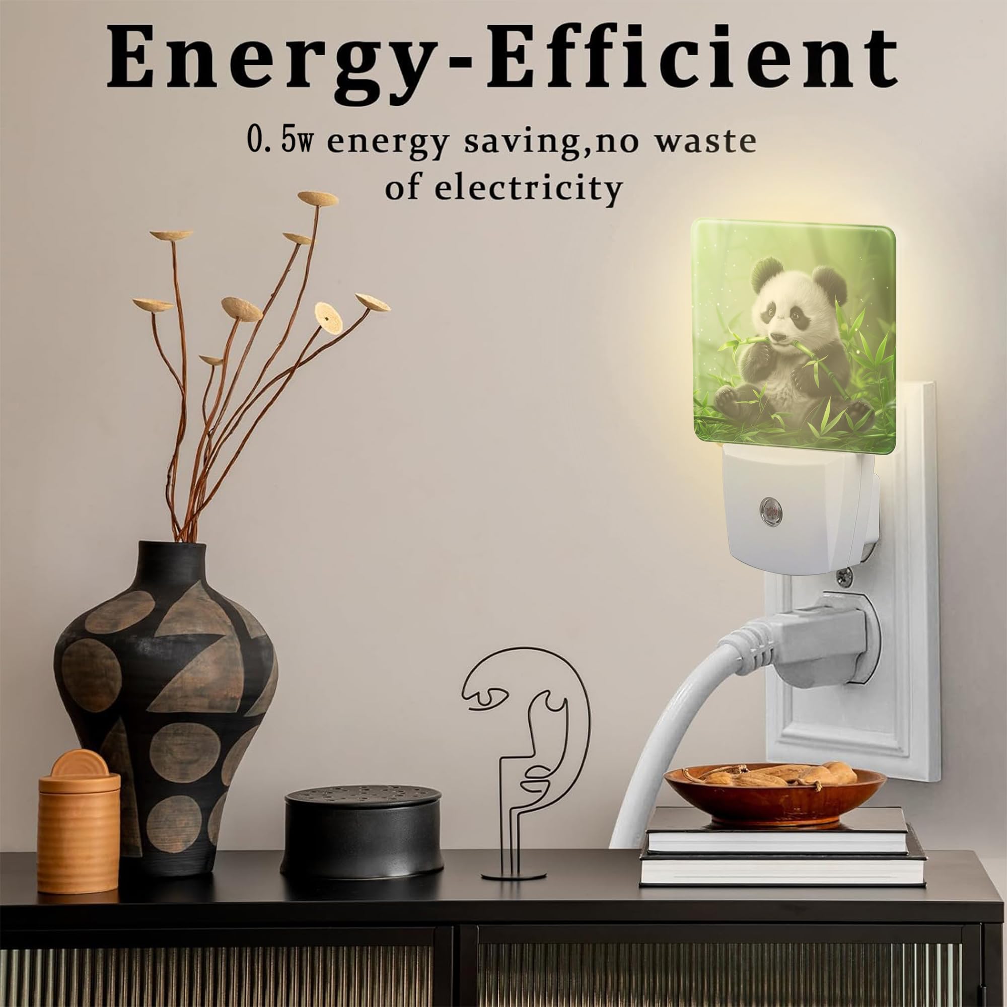 sndheke Panda Night Light, 0.5W Energy Saving, Plug-in Dusk to Dawn, Kids Home Decor, Model SBD04, Color8