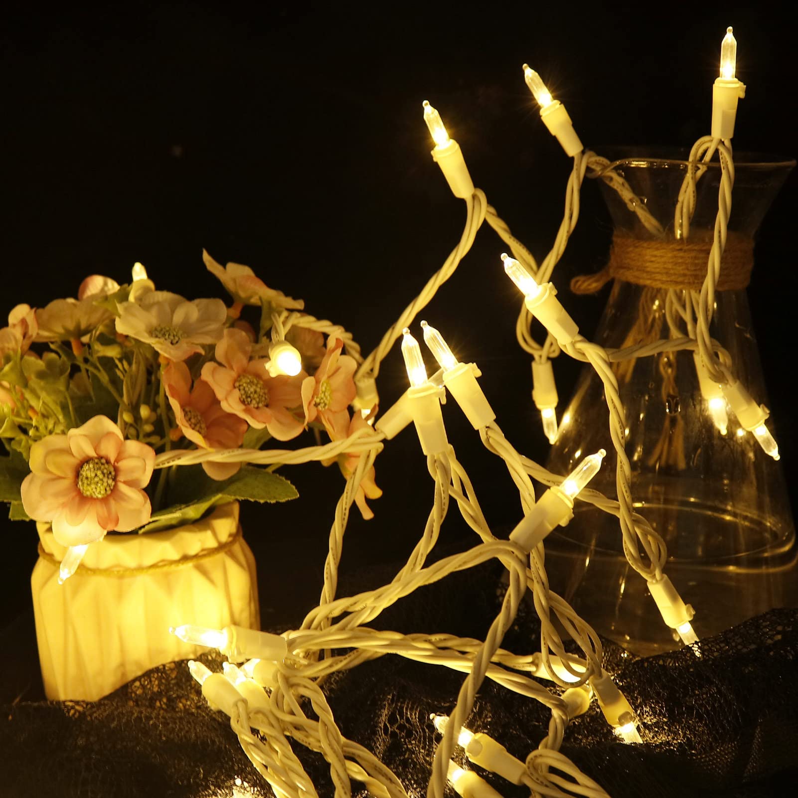 Multi-Sparking Christmas Lights (66 Feet, 200 Count) - White Wire Warm White Christmas Tree Lights, Mini Led Holiday String Light Set For Trees, Indoor And Outdoor Decorations