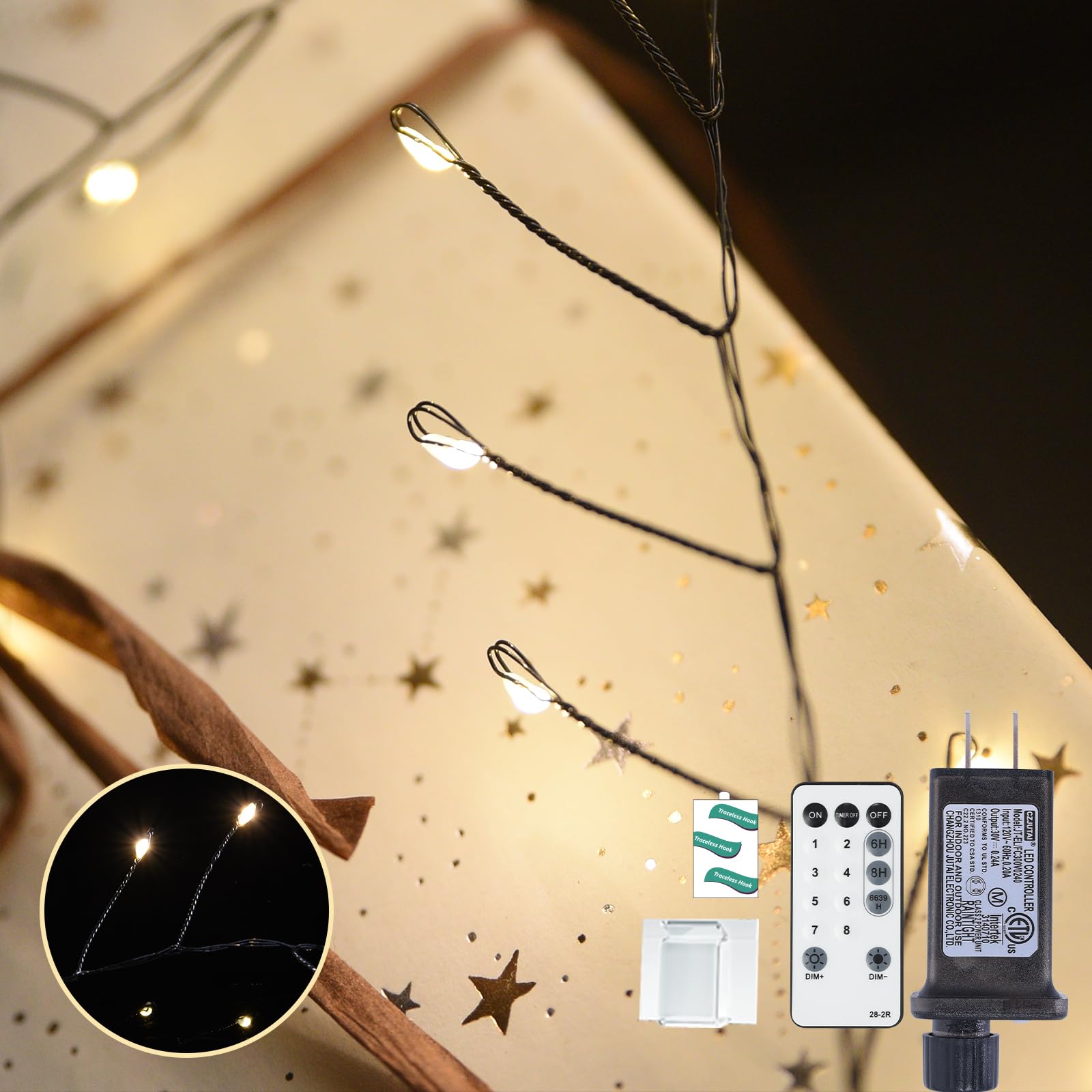 Lycklig Fairy Lights Plug In 130Ft 2000Led Warm Christmas Wreath Twinkle Lights With Timer Remote Waterproof Fire er Firefly Cluster String Light For Bedroom Graland Party Tree Decor Black Wire