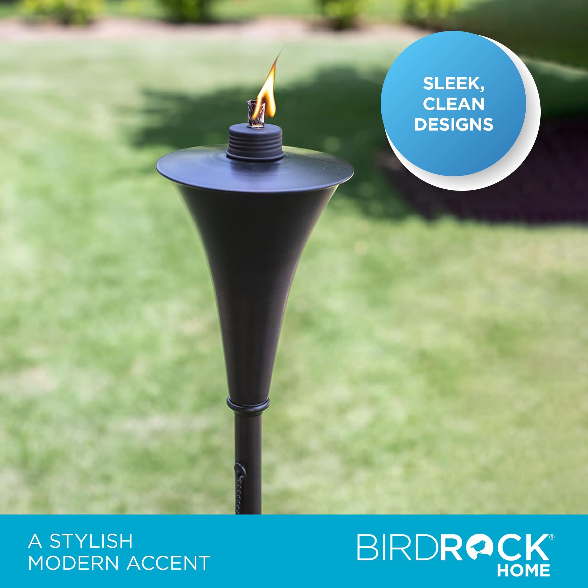 Birdrock Home Fiji Torches - Easy To Refill Citronella - Flame Light Torch - Backyard Outside Patio Lighting - Metal Lamp - Decorative Urban Lantern (2)