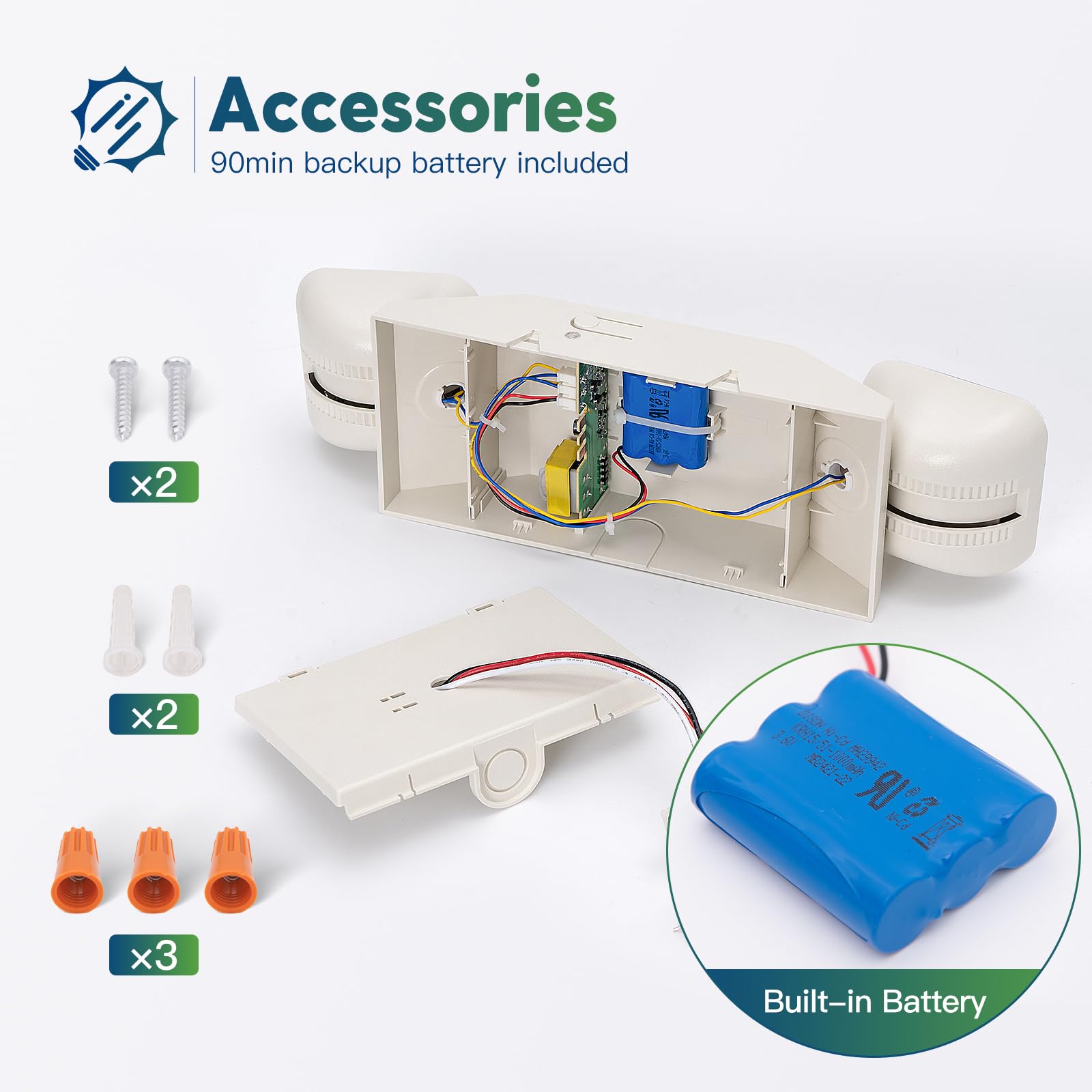 Freelicht 4 Pack Led Emergency Lights For Business, With Battery Backup, Two Head Adjustable Led Emergency Square Lighting, Ul 924 Certified