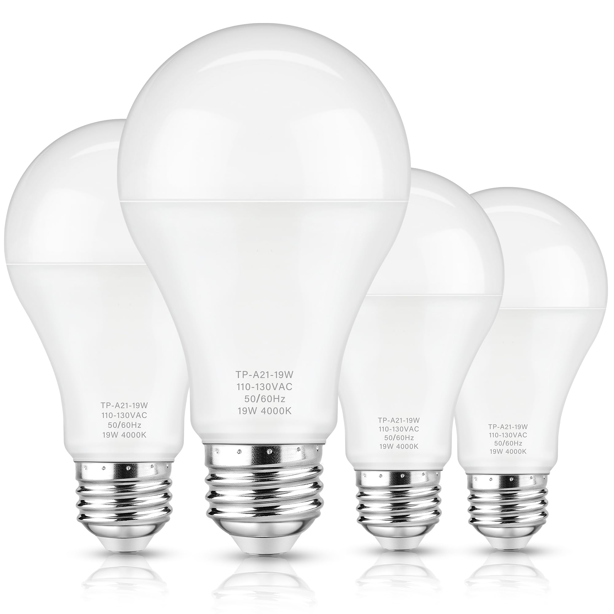 Maylaywood A21 Led Light Bulbs, 150 Watt Equivalent, Neutral White 4000K, 2600Lm, E26 Base, Non-Dimmable, 19W Bright White Led B