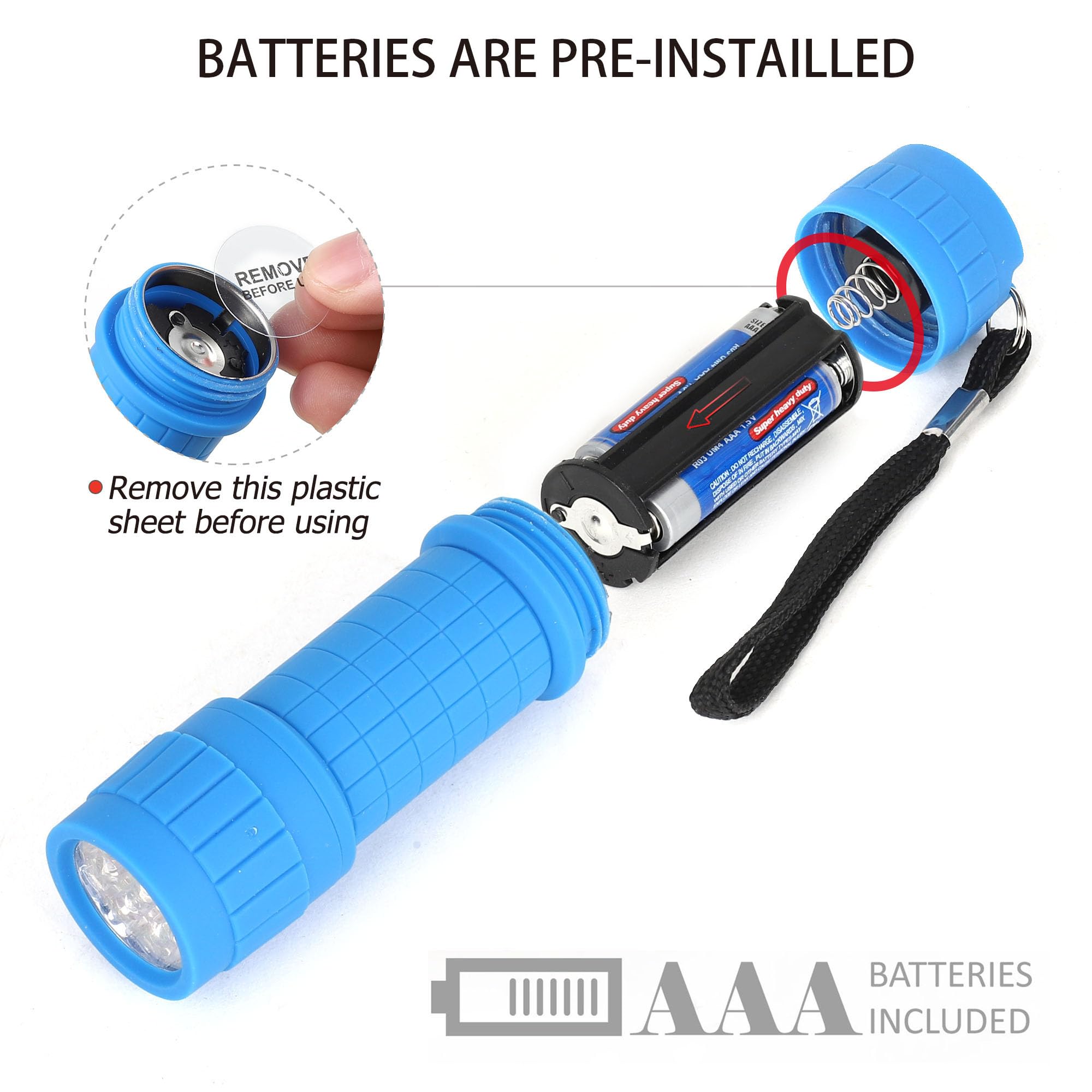 FASTPRO 30-Pack Mini Flashlight Set, 9-LED, AAA Batteries Included, Multicolor, Model F00568