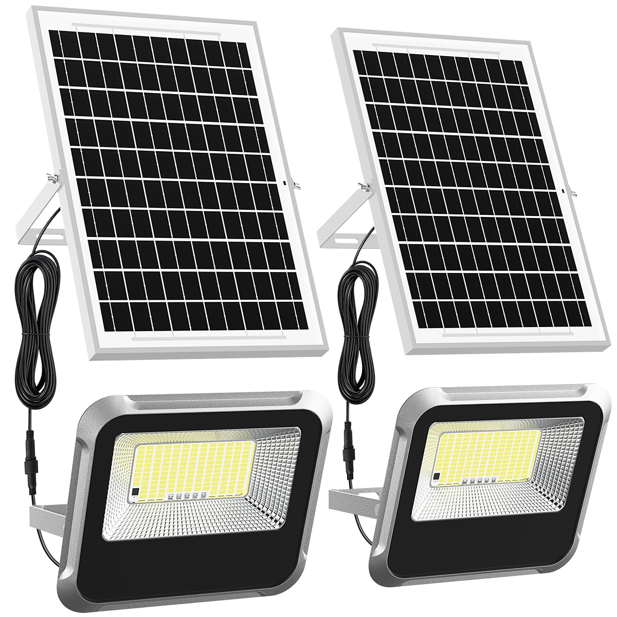 Engrepo Solar Light Outdoor 10000mAh 3000LM IP65 Waterproof with Remote Control 2 Pack Black