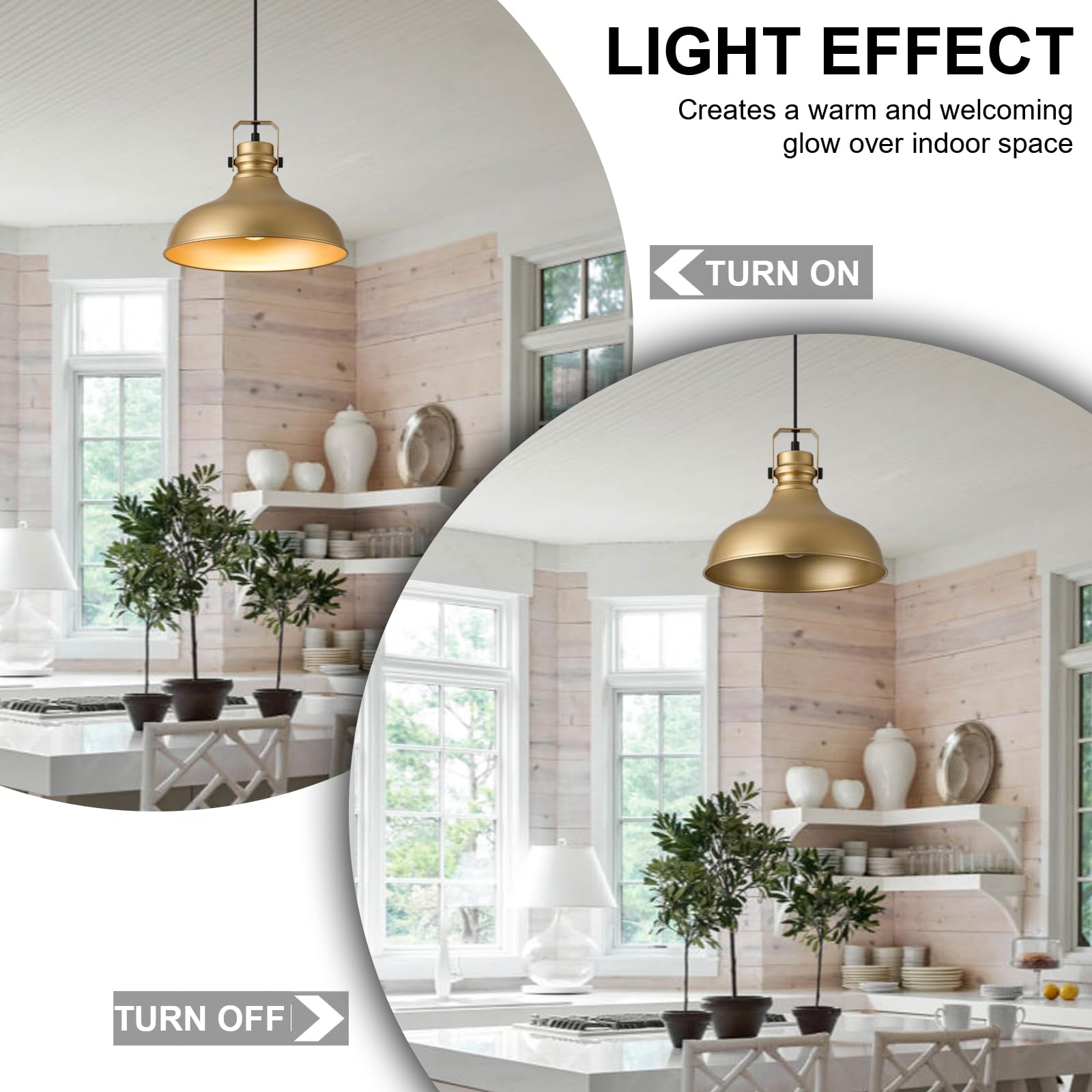 Alaislyc Gold Farmhouse Pendant Lights Matte Pendant Lighting For Kitchen Island Industrial Adjustable Height Vintage Dome Hangi