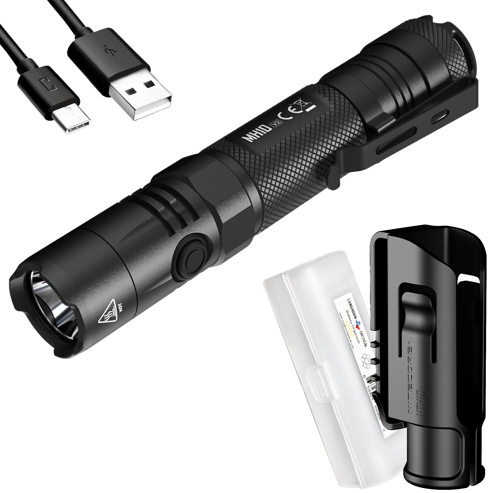 Nitecore MH10 v2 Rechargeable Flashlight, 1200 Lumen LED USB-C Fast Charging Side Switch Compact for EDC Pocket Carry with Lumen