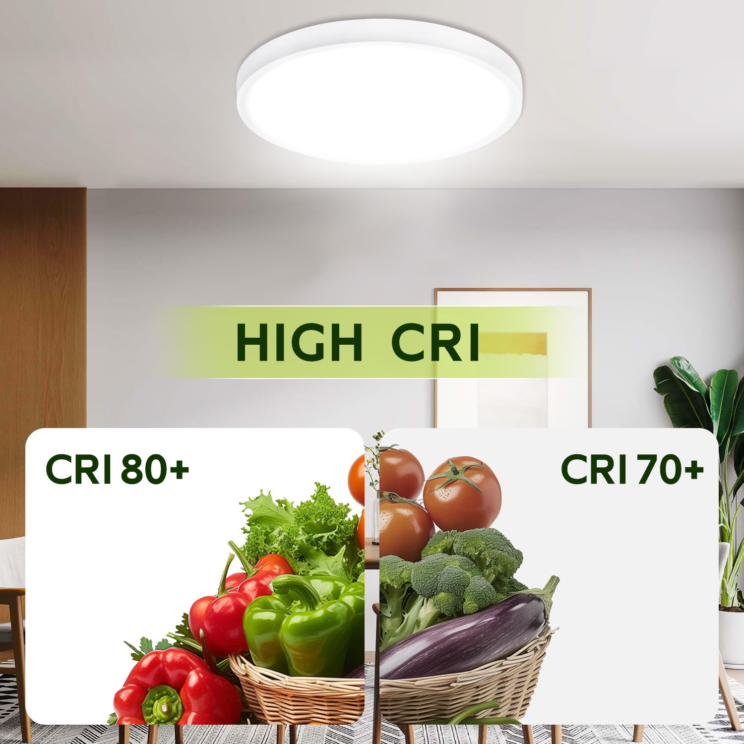 Hykolity 9 Inch Selectable Cct Led Round Flat Panel Light  18W 1800Lm 3000K/4000K/5000K  Edge-Lit Flush Mount Ceiling Light Fixture For Kitchen  Bedroom  Laundry And Closet Room  White