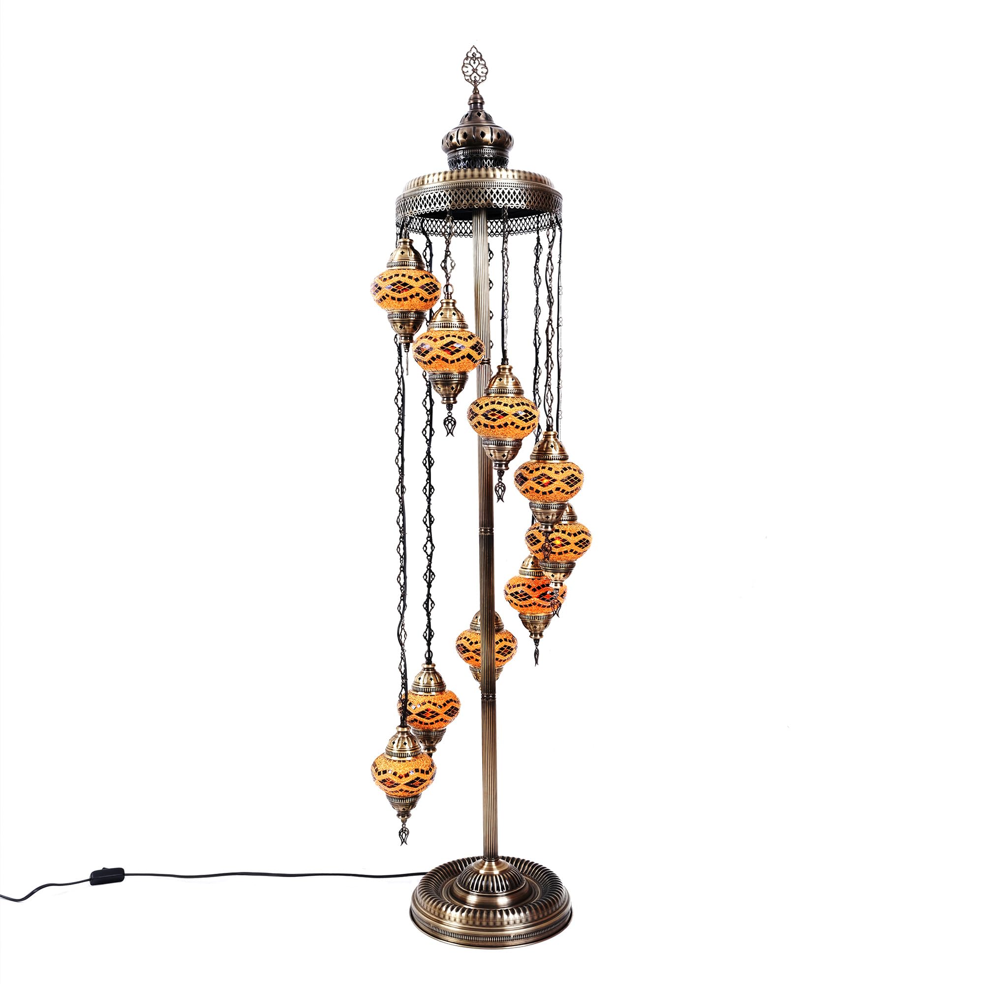 Asylove Turkish Lamp 9 Globe Mosaic Floor Lamp, Mosaic Standing Lamp 9 Globe Mosaic Moroccan Lamps Floor Lamp For Decorative Home Designs Offer 5 Inch Globe - Total Height 70 Inch (Brown)