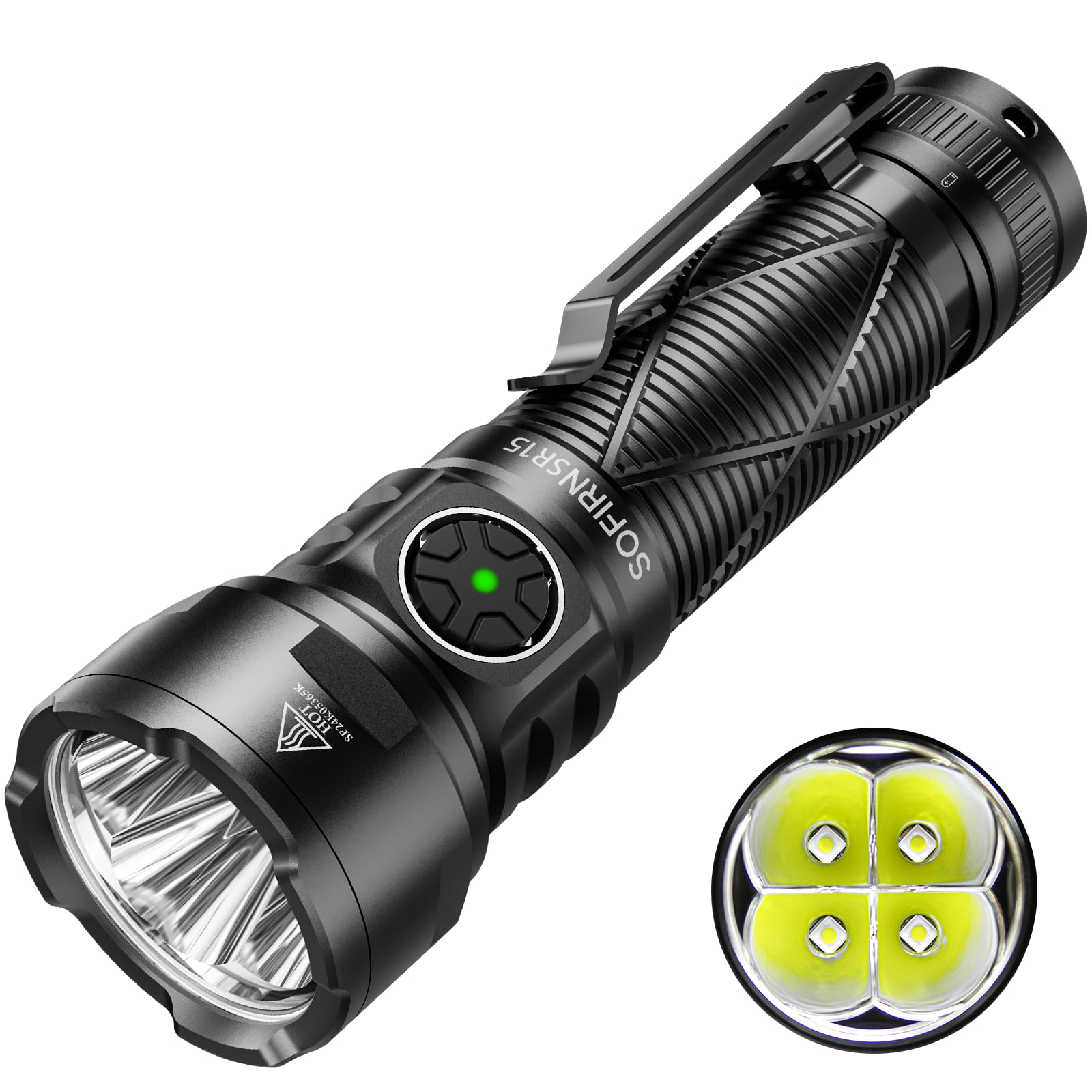 Sofirn SR15 Rechargeable Flashlight High Lumen, 4500 Lumen Super Bright Pocket Flashlight with Magnetic Base & IP68 Waterproof, 