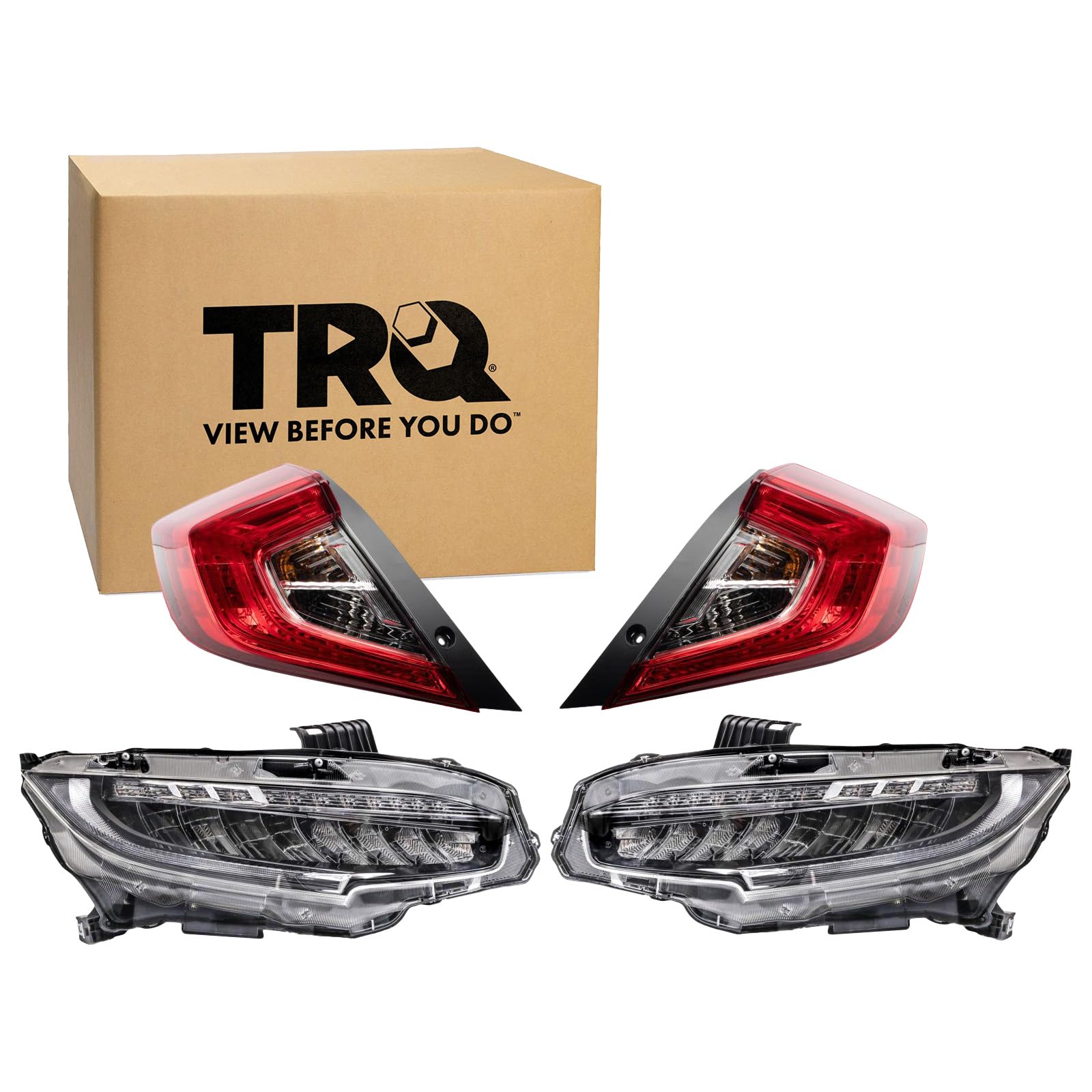 Trq Lighting Kit Ho2502176 Ho2503176 Ho2804110 Ho2805110 Compatible With 2016-2019 Honda Civic