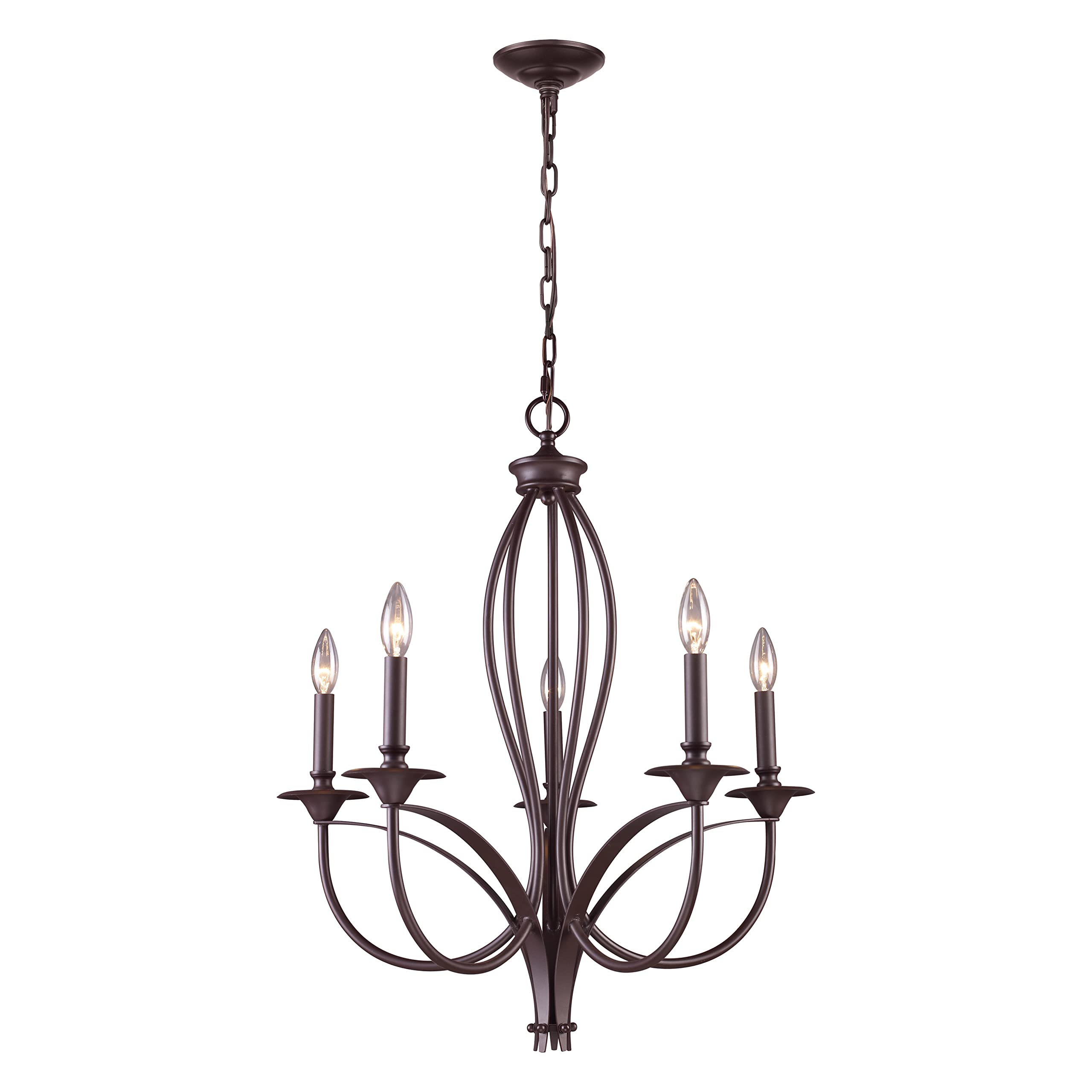 Elk Home 5-Light Medford Chandelier, Oiled Bronze, 26-Inch Wide, Transitional Style