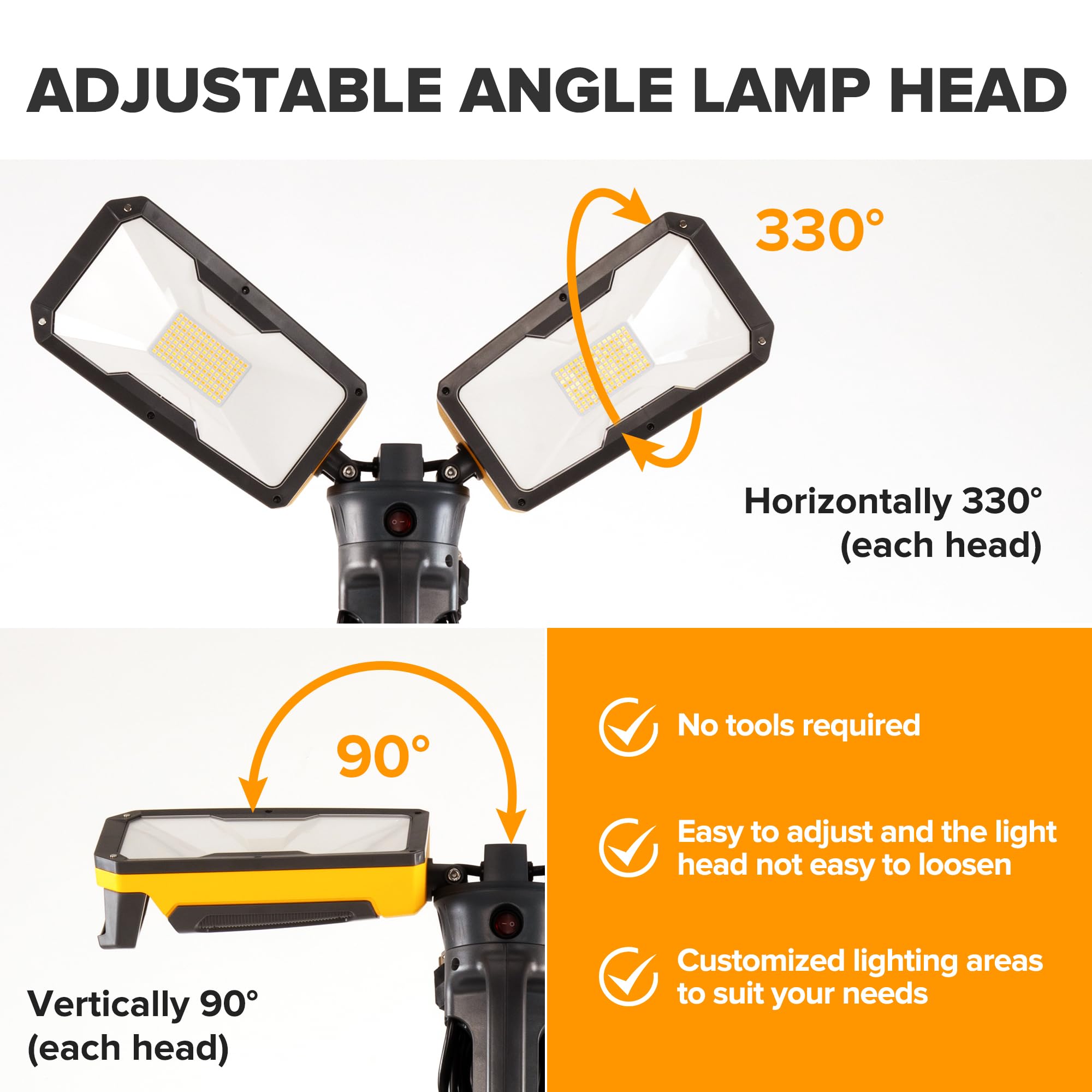 LUTEC Peri 6290L 5000 Lumen 38 Watt Dual-Head LED Work Light with Telescoping Tripod, Work Light with Stand Rotating Waterproof