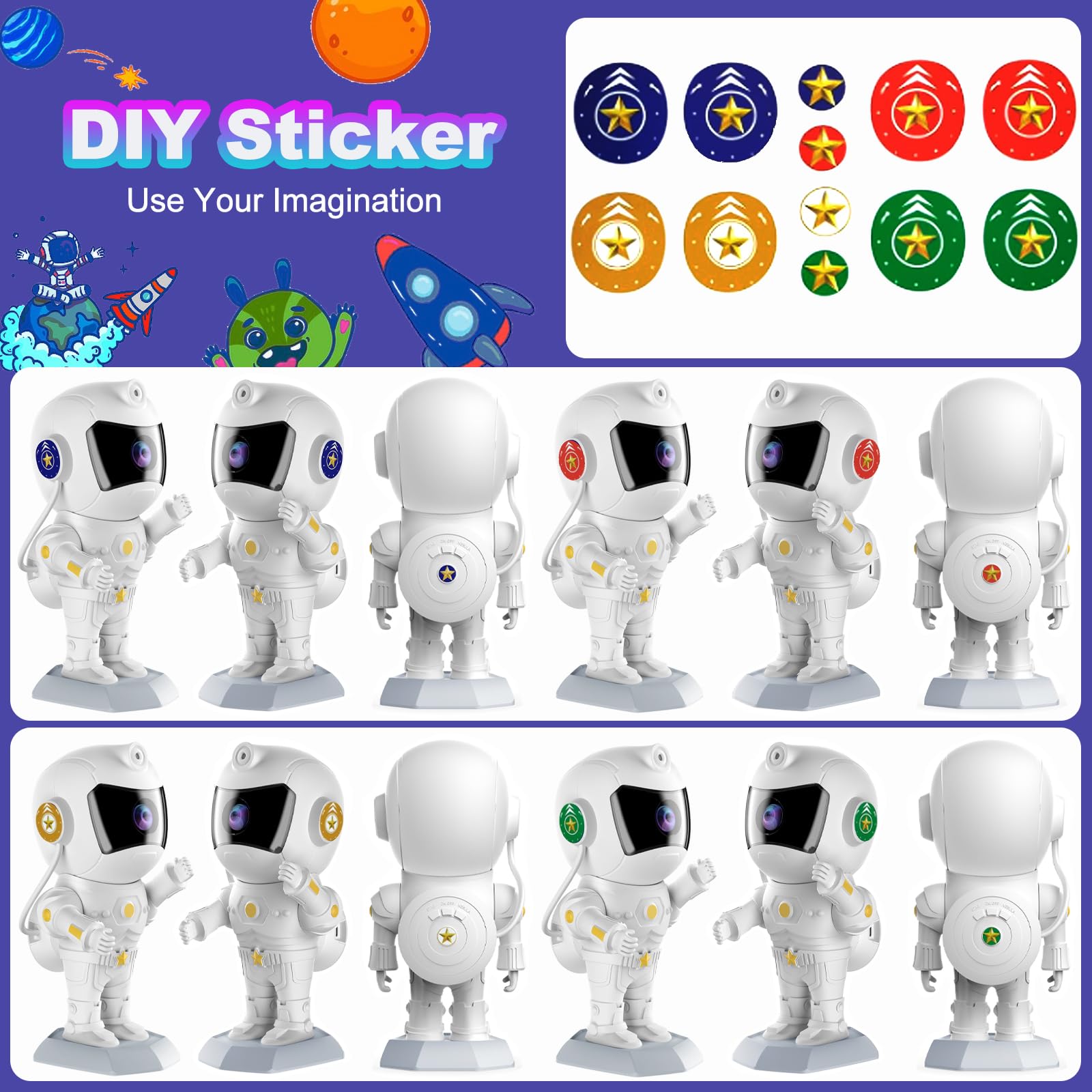 Astronaut Galaxy Projector Robot Star Night Light Starry Nebula Space Projector LED Lamp with Timer and Remote Control Starlight