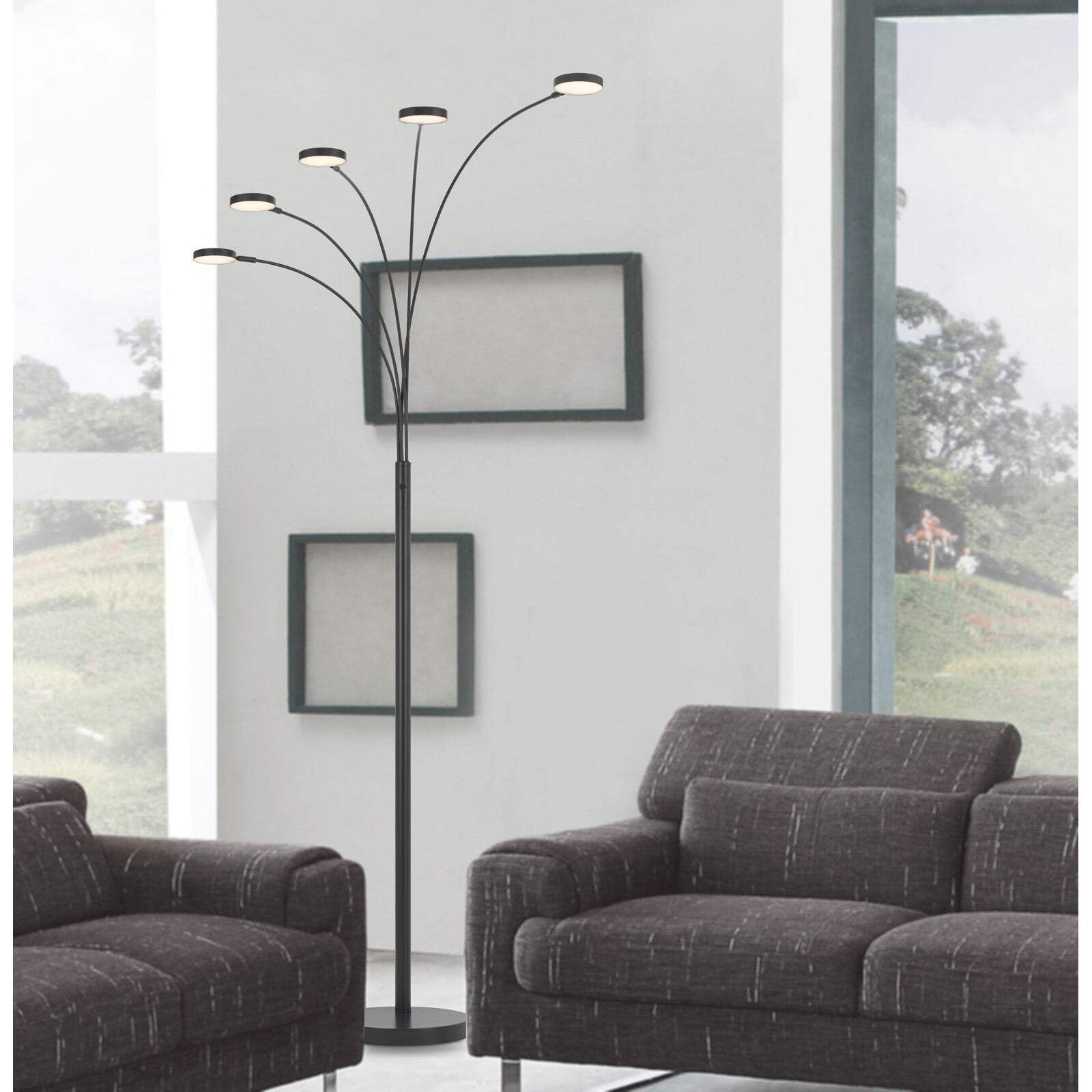 HomeRoots Five Light LED Arc Floor Lamp, 82 in., Metal, Bronze Finish