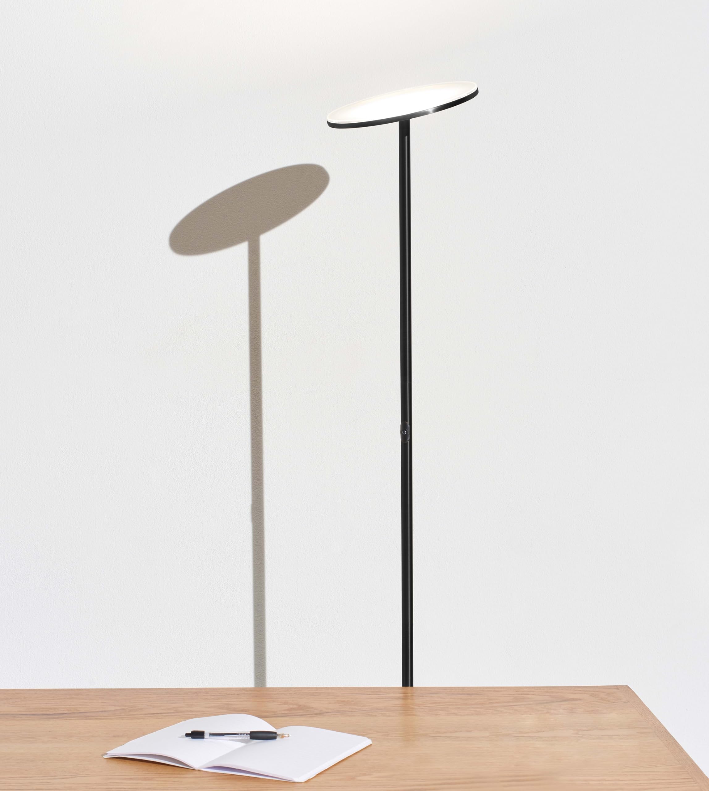Brightech Sky LED Torchiere Floor Lamp - Dimmable Uplight, Metal, Jet Black, Model 211136S-BK
