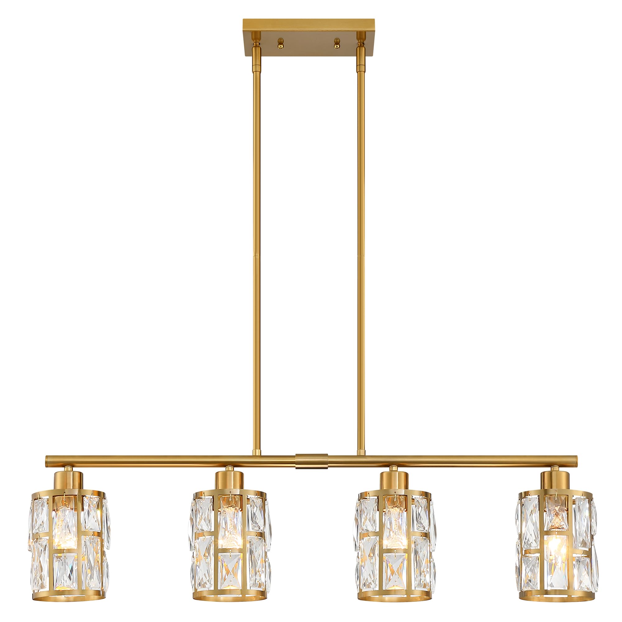 MEXO Crystal Pendant Light Fixture for Kitchen Island Dining Room, Farmhouse Chandelier Gold Close to Ceiling Lightings Over Tab