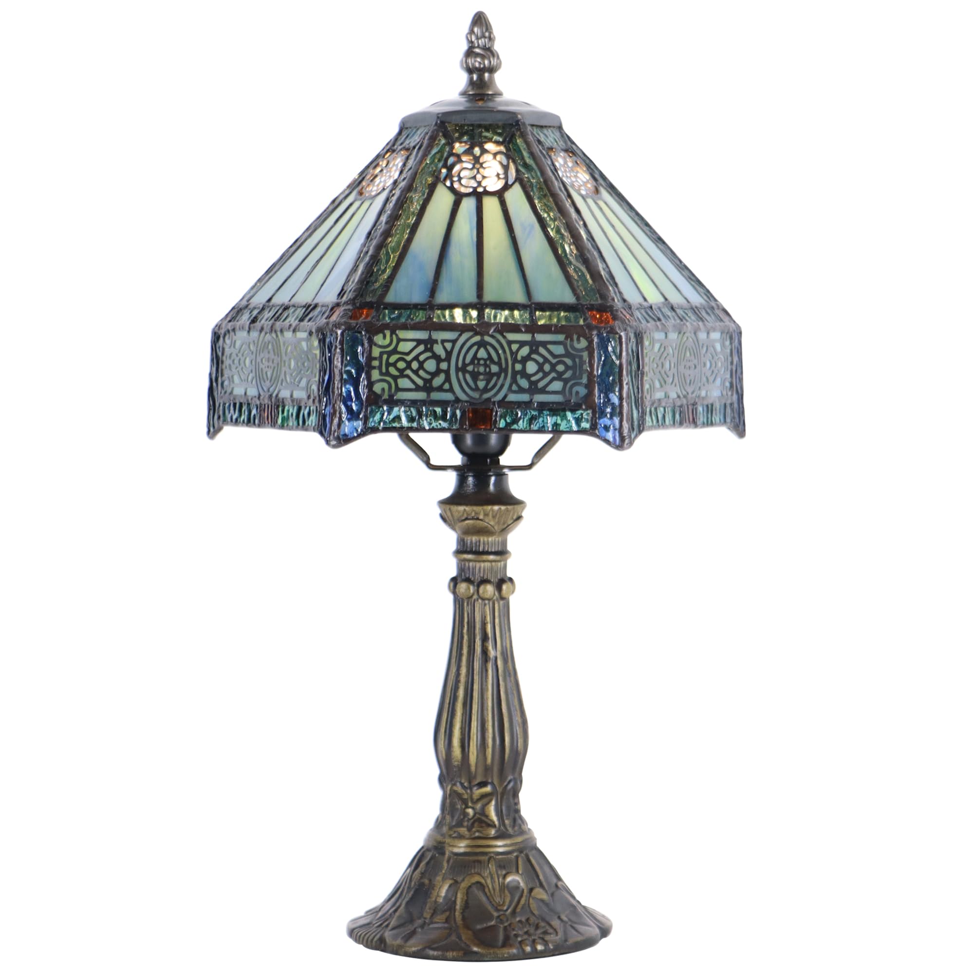 LXHCYOU Small Tiffany Lamp Mini Accent Table Lamp Stained Glass Desk Memory Lamp Sympathy 8X14.5 Inch (Mission Style)