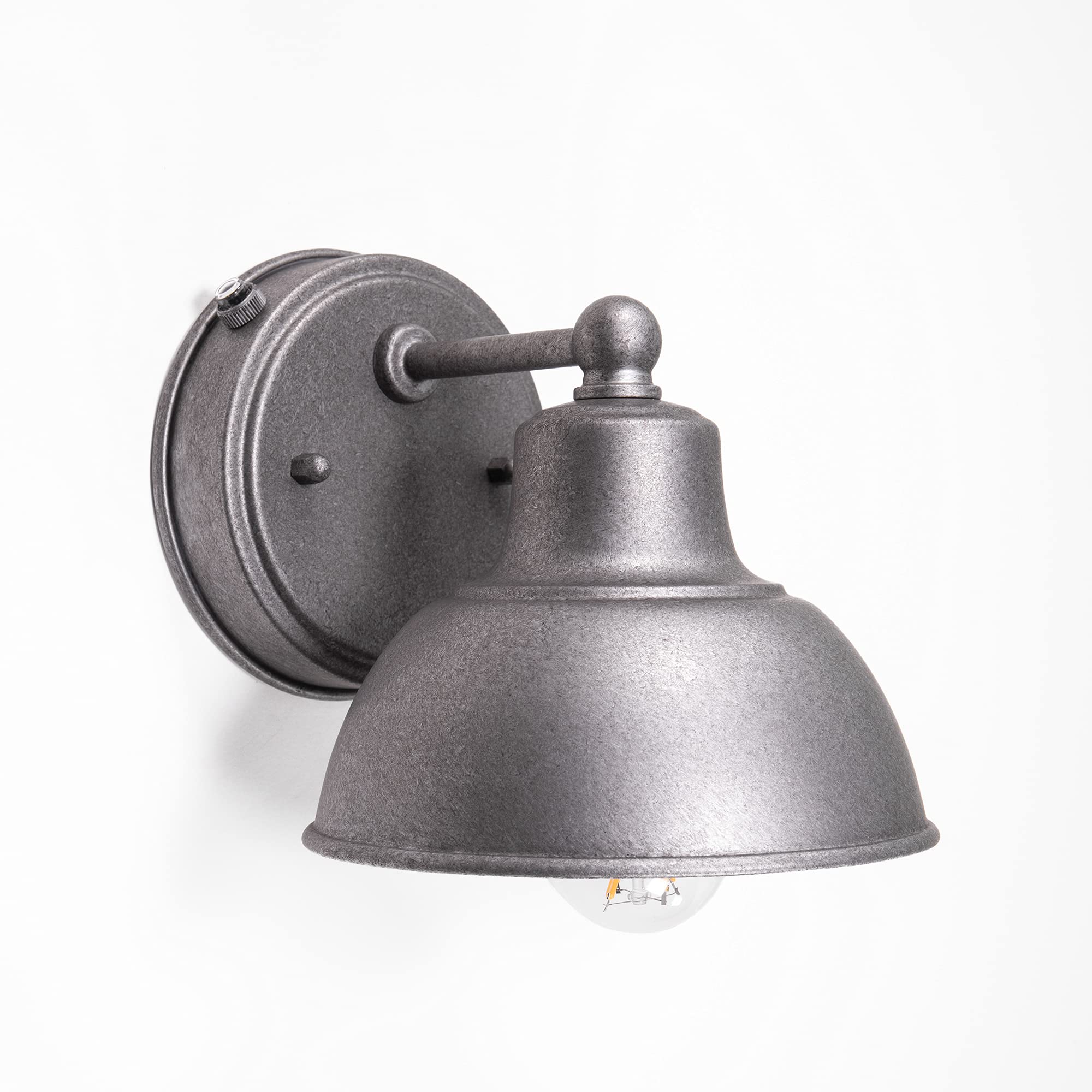 CORAMDEO Oakhouse Dusk to Dawn 6    Barn Light, Outdoor Farmhouse Porch Wall Fixture in Galvanized Finish & White Reflective Int