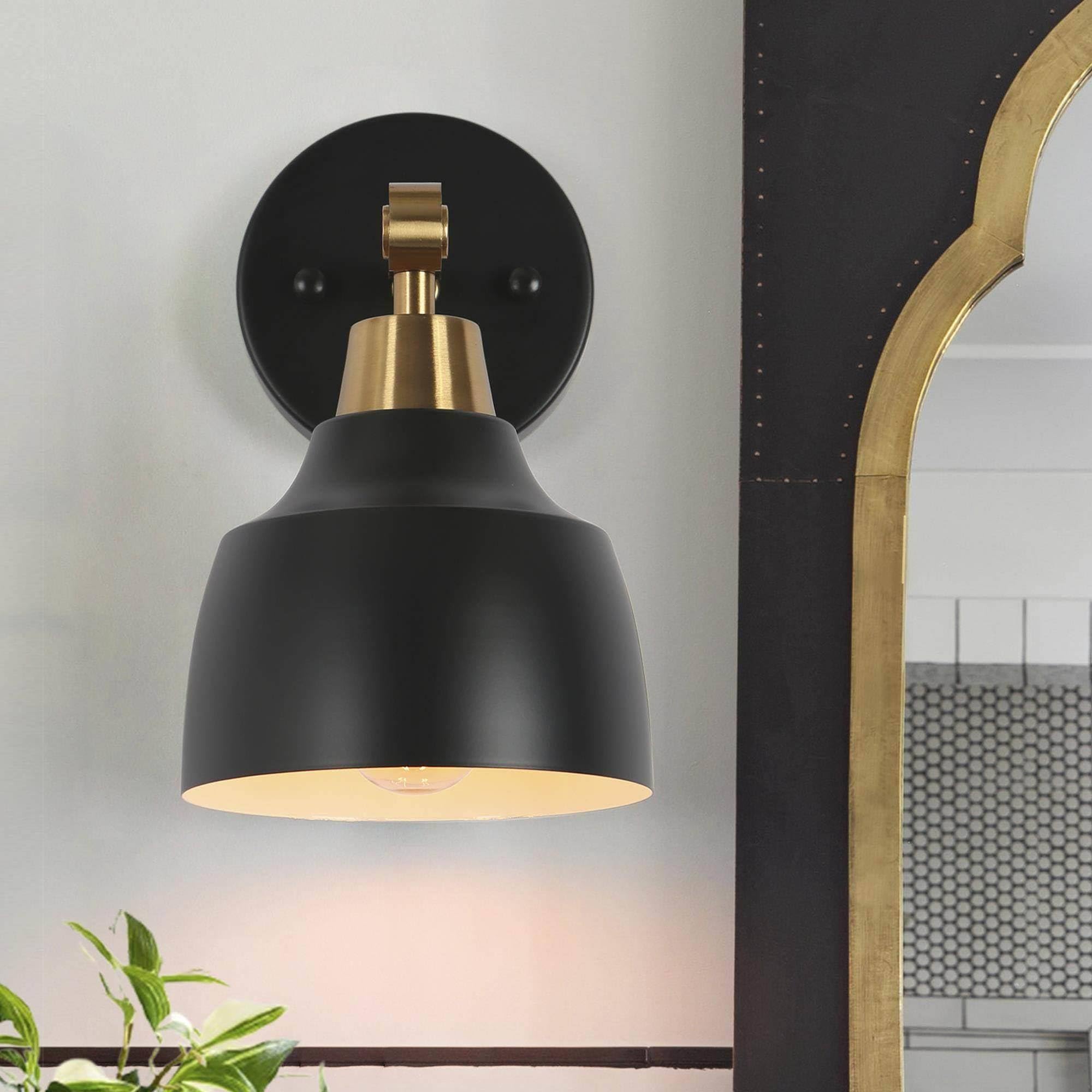 Ksana Sconces Wall Lighting, 1-Light Black And Gold Wall Sconce Light, Modern Metal Bedroom Bathroom Wall Sconces Indoor
