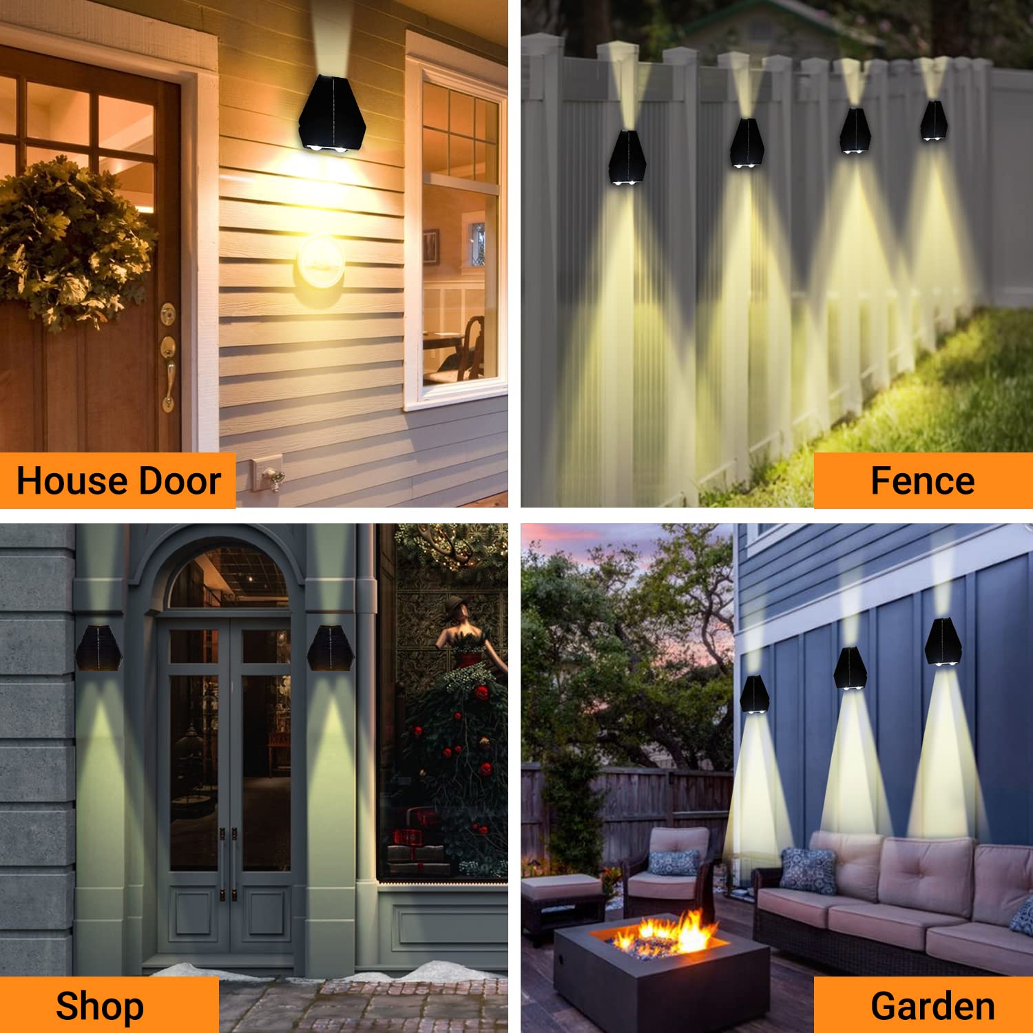 Solar Lights Decorative Up Down Wall Sconce Light - Yard Decorations Outdoor Flood Lights Dusk To Dawn Lighting Fixture Backyard Entrance Deck Lights Waterproof Led Fence Solar Lamp Post Lights