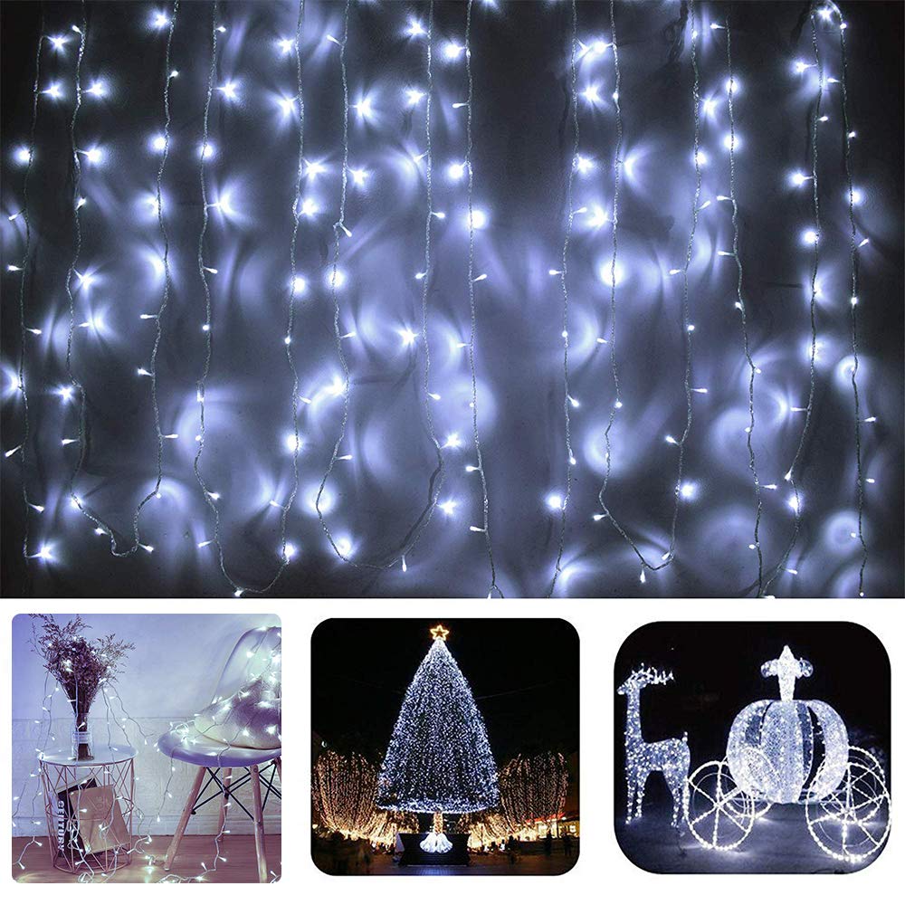 MYGOTO 98FT String Lights, 200 LEDs, Waterproof Fairy Lights, 8 Modes, 30V UL Certified, Cool White