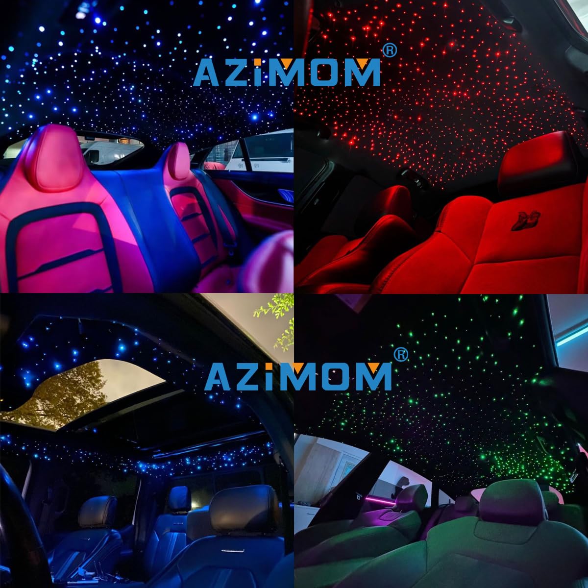 Azimom 16W Fiber Optic Starlight Kits - 450Pcs, Remote Control, Car & Home Sky Decoration