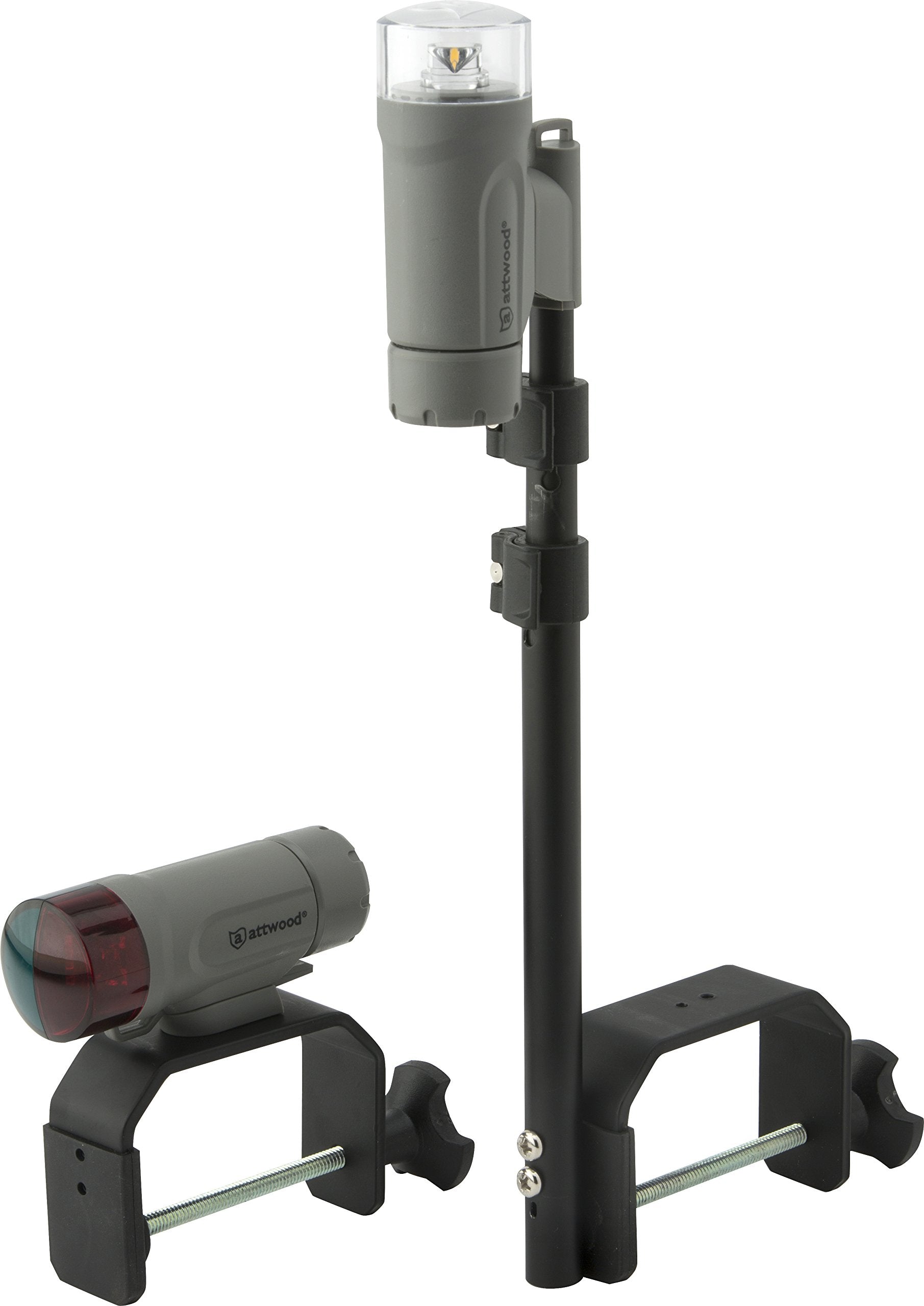 Attwood Portable Clamp-On LED Light Kit, Water-Resistant, Marine Gray Finish, Model 14190-7, One Size