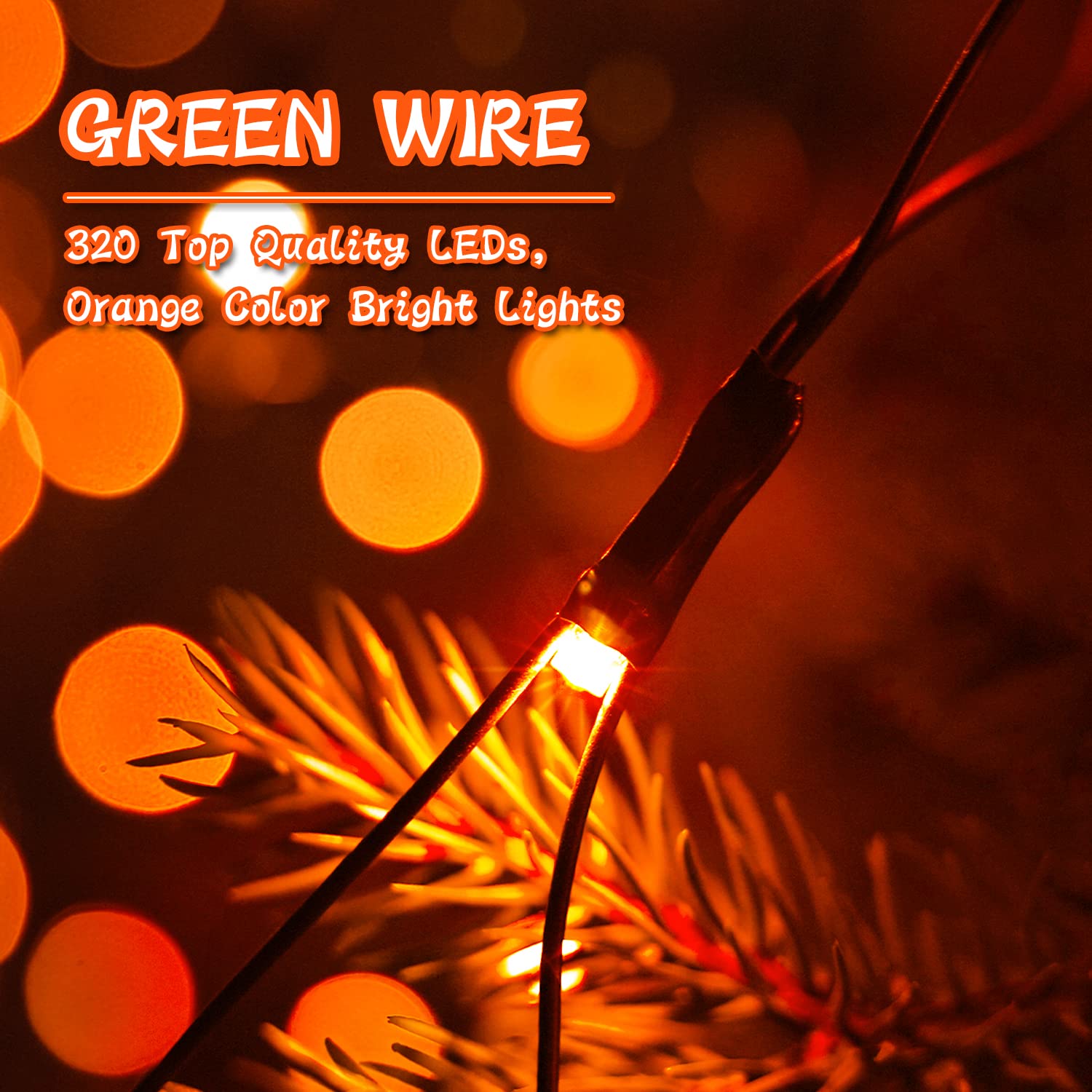JMEXSUSS Solar Halloween Lights, 320 LED Orange Net Lights, 9.8ft x 6.6ft, Waterproof, 8 Modes Remote for Outdoor Decorations