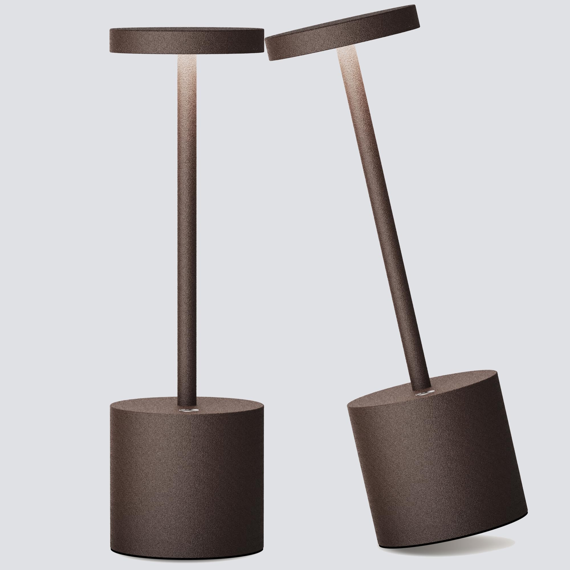 YIBEN Cordless Table Lamp 2Pack Rechargeable LED 5000mAh Metal USB 10.25in Ferruginous S801-B