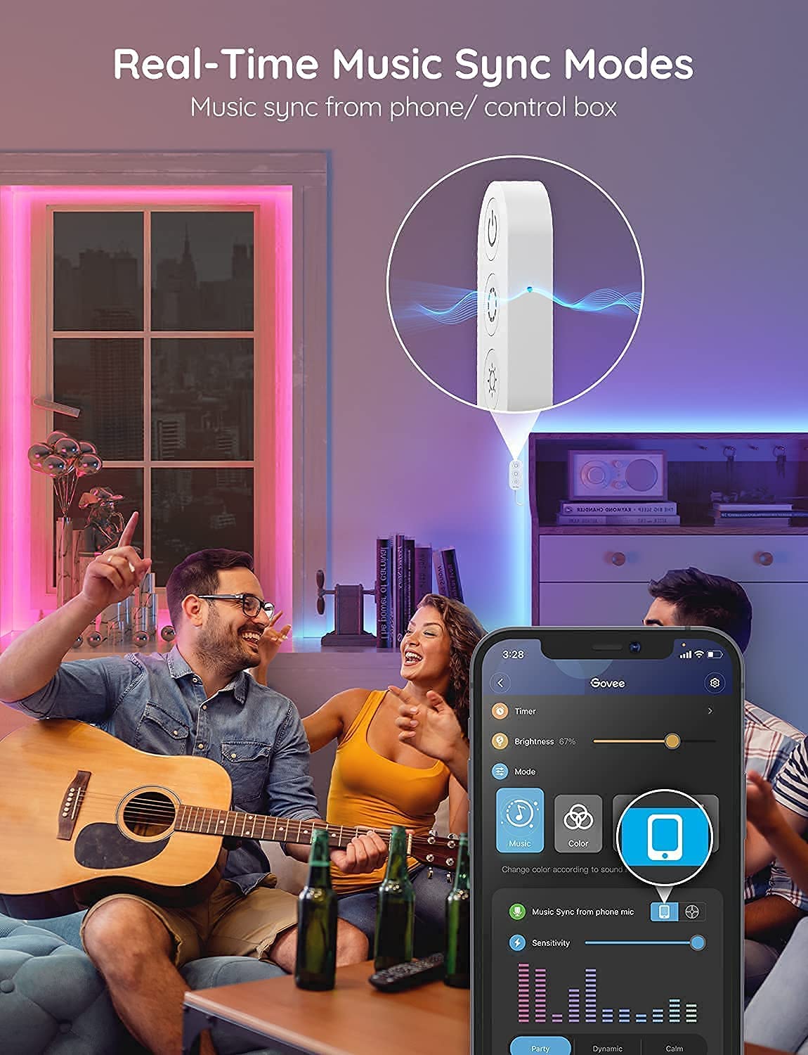 Govee Smart LED Strip Lights 65.6ft, RGB Color, WiFi, Alexa & Google Home Compatible, DIY & Music Sync, Model H614B