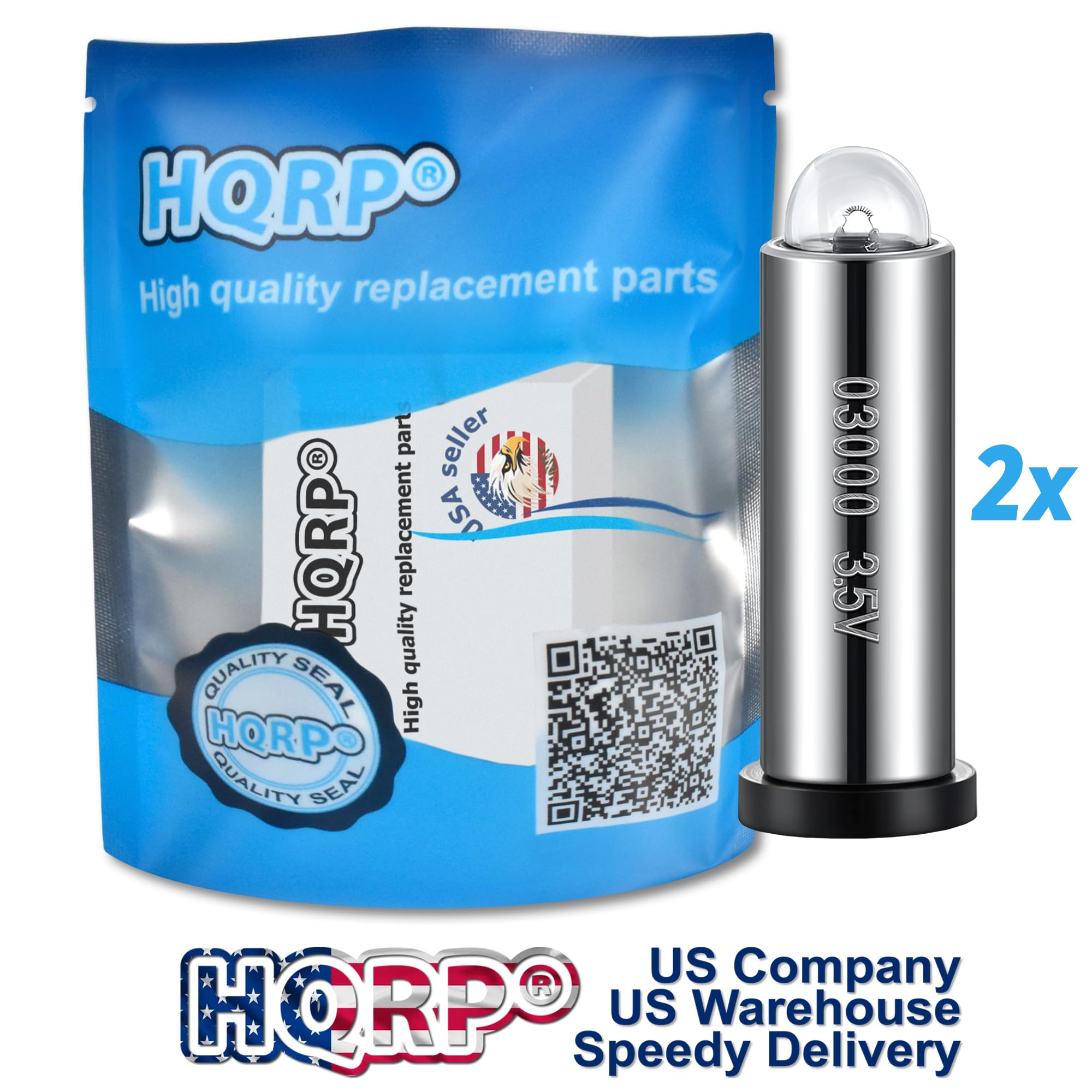 Hqrp 2-Pack Lamp Bulb Compatible With Welch Allyn Wa-03000 Wa03000 03000 Wa3000 3000 Wa-03000-U Wa03000-U Wa-03000U Wa3000-U 030