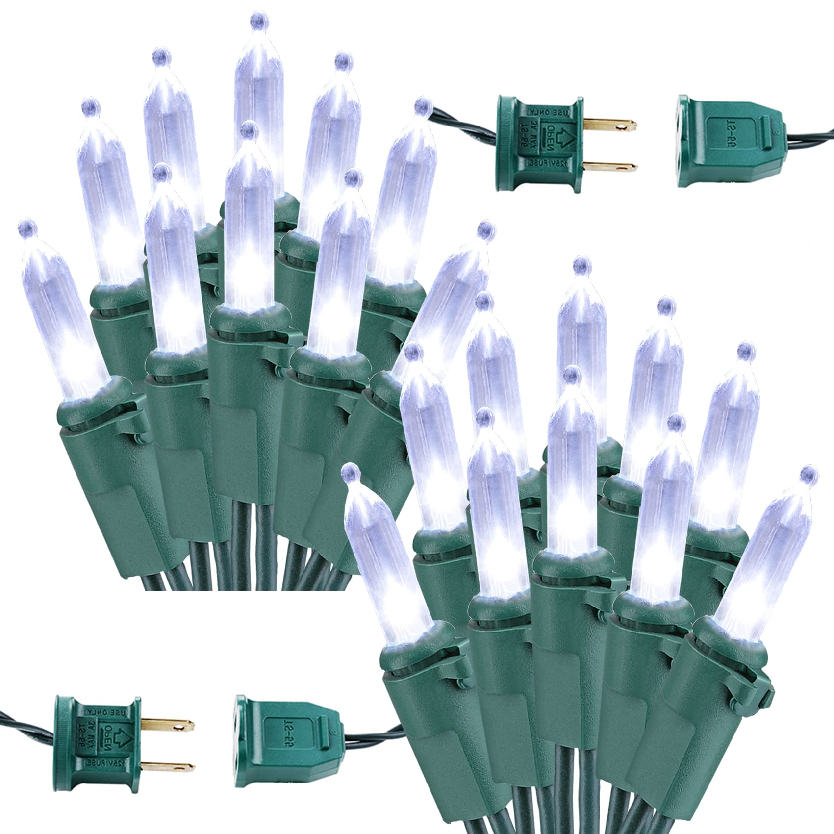 Brizled Christmas Tree Lights, 2 Pack 33Ft 100 Led Christmas Lights, 120V Ul Certified Connectable Xmas Light Indoor Outdoor, Cl