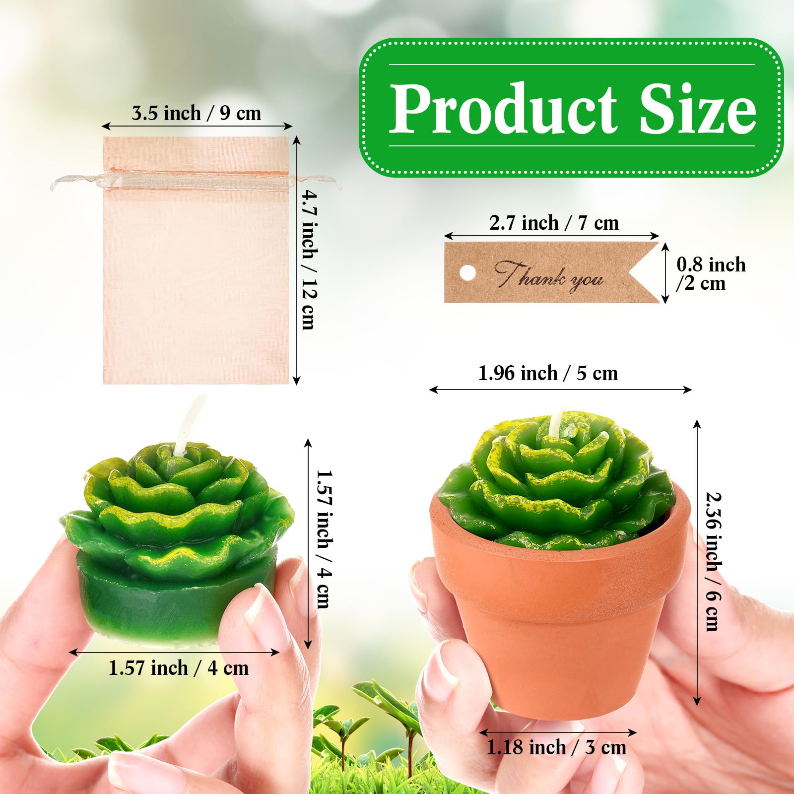Mtlee 36 Pcs Succulent Candles Decorative Cactus Tealight Candle Tea Lights Handmade Baby Shower Candle Decorations Plant Candle With Mini Terracotta Clay Candle Holders For Wedding Home Party Decor