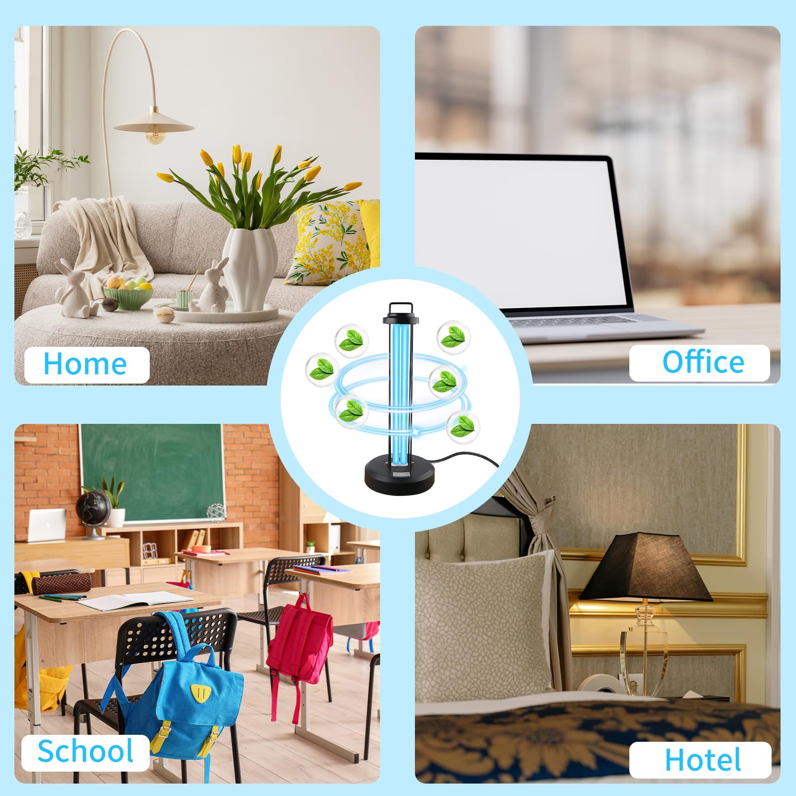 coospider-repta 100W UV Sanitizer Light with Remote Control, Ozone Free, 3-Gear Timer, Ideal for Home, Office, Hotel, School