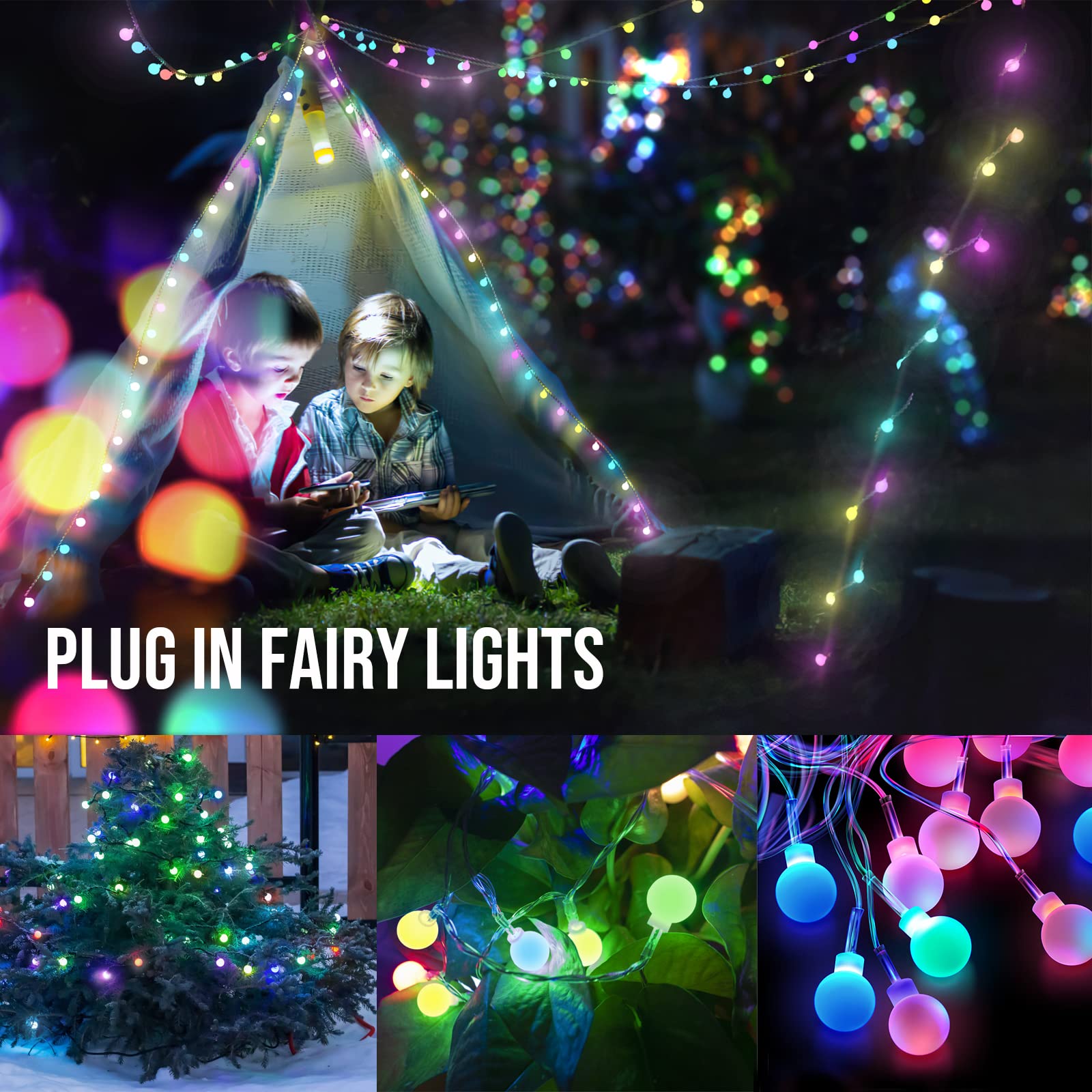 LED String Lights USB Plug in 19 Color Changing String Lights with Remote 21.3FT 50 LED Multicolor Globe Fairy Lights for Bedroo
